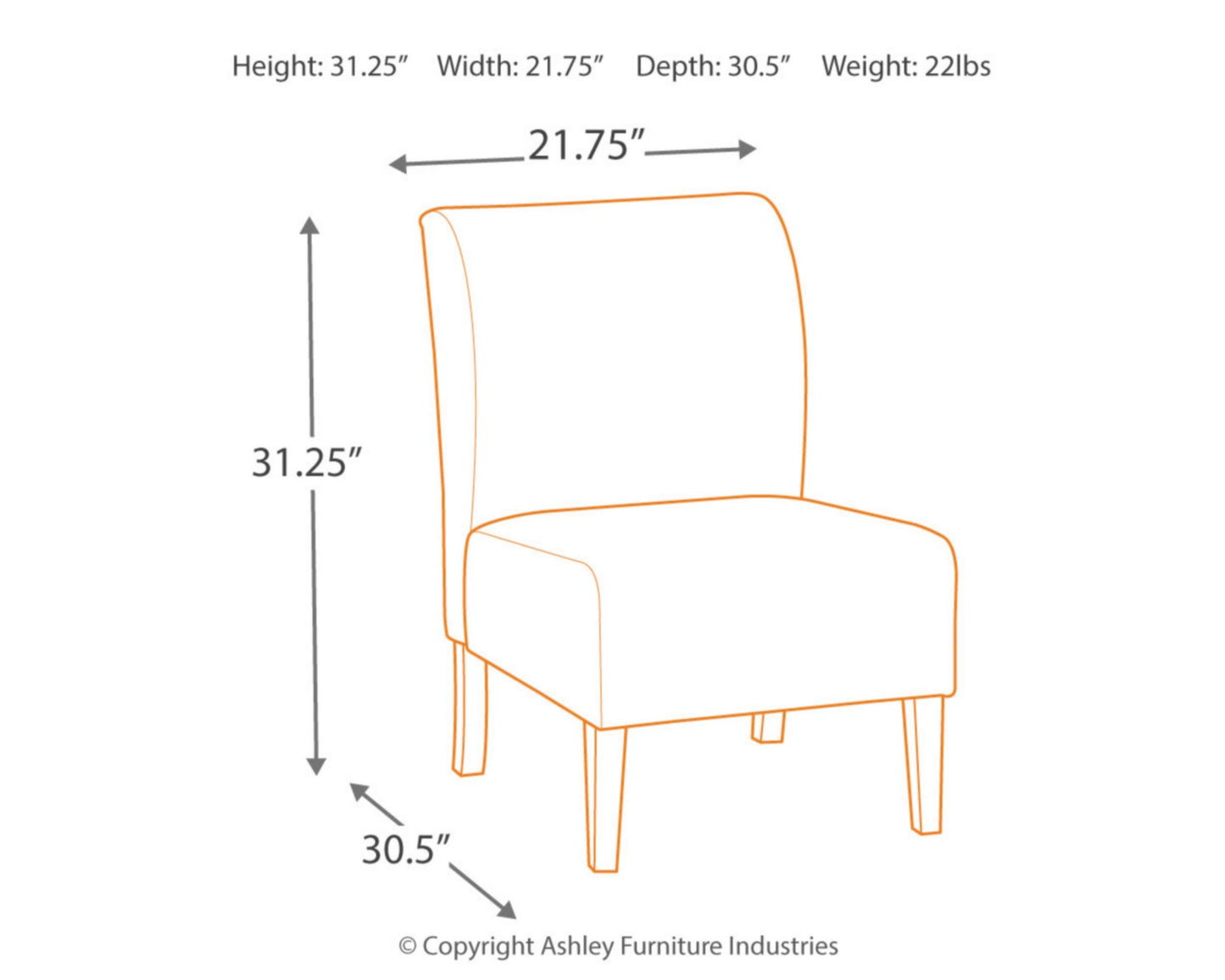 Signature Design by Ashley Triptis Floral Armless Accent Chair, White, Blue & Gray