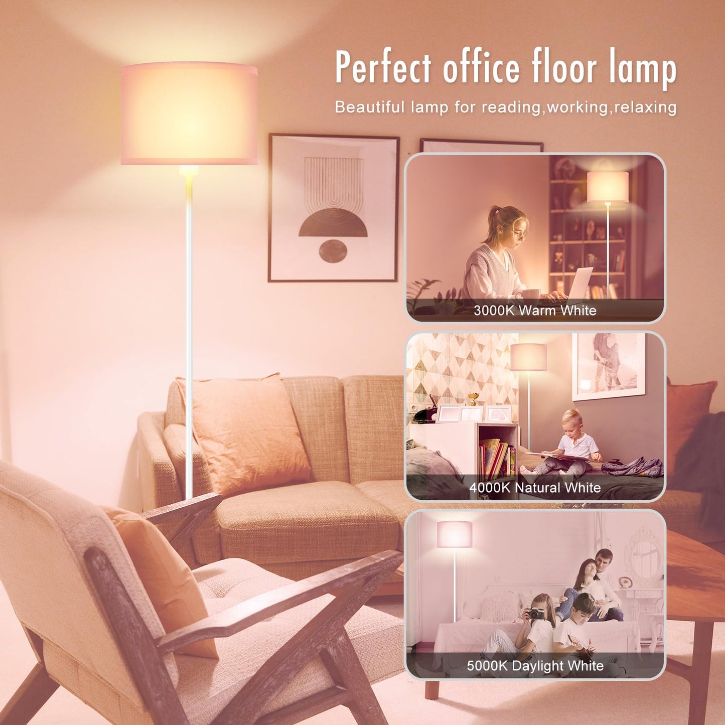 Floor Lamp Black, Standing Lamp, 58" Tall Lamps for Living Room, Simple Pole Lamp with Black Lampshade, On/Off Foot Pedal, Bright Dimming Light for Kids Room Bedroom Office Decor(Without Bulbs)