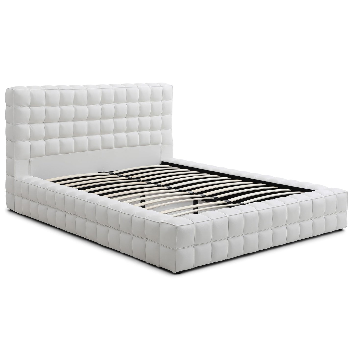 Woodpeckers Furniture And Mattress Livia Vegan Leather Upholstered Bed Frame (Brown, King)