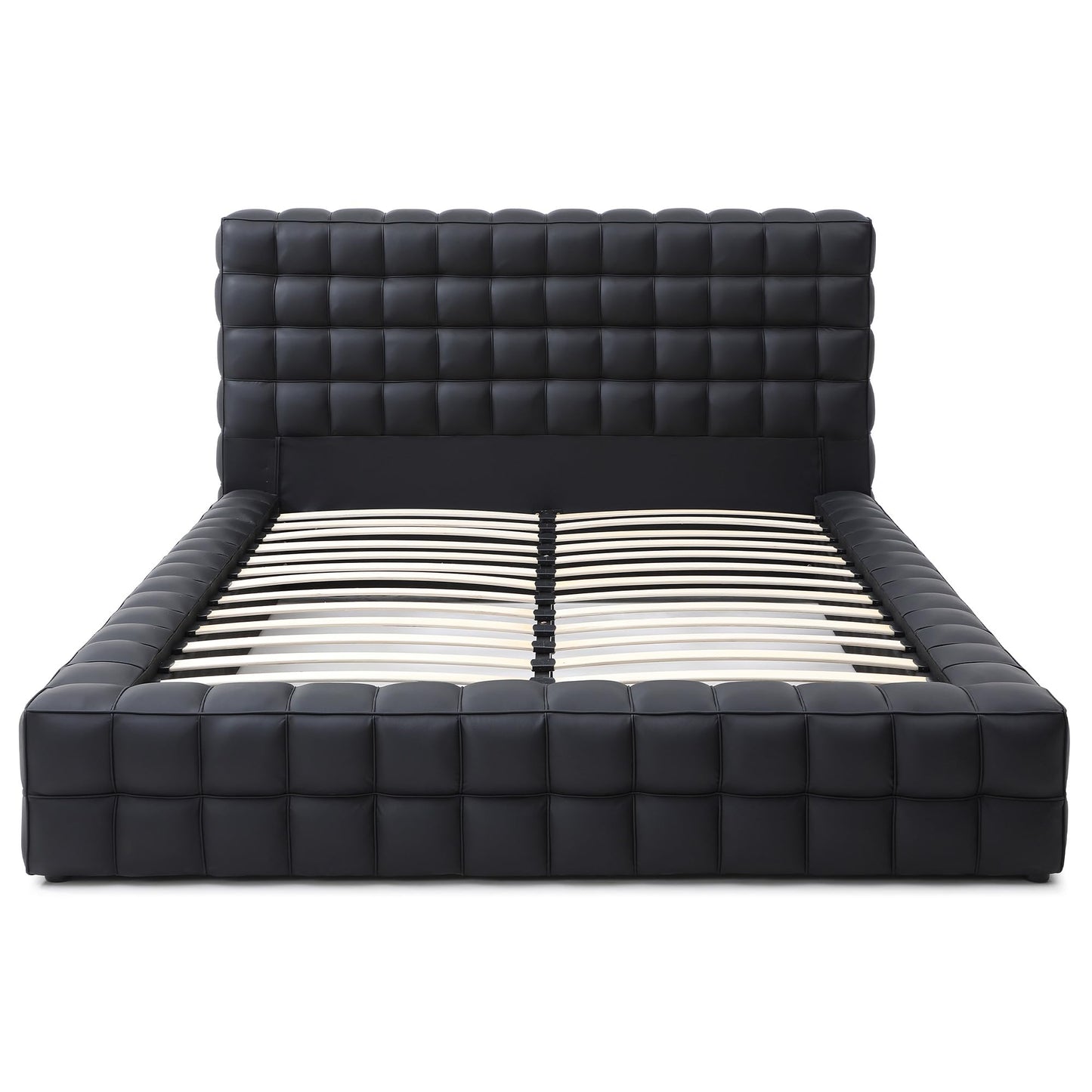 Woodpeckers Furniture And Mattress Livia Vegan Leather Upholstered Bed Frame (Brown, King)