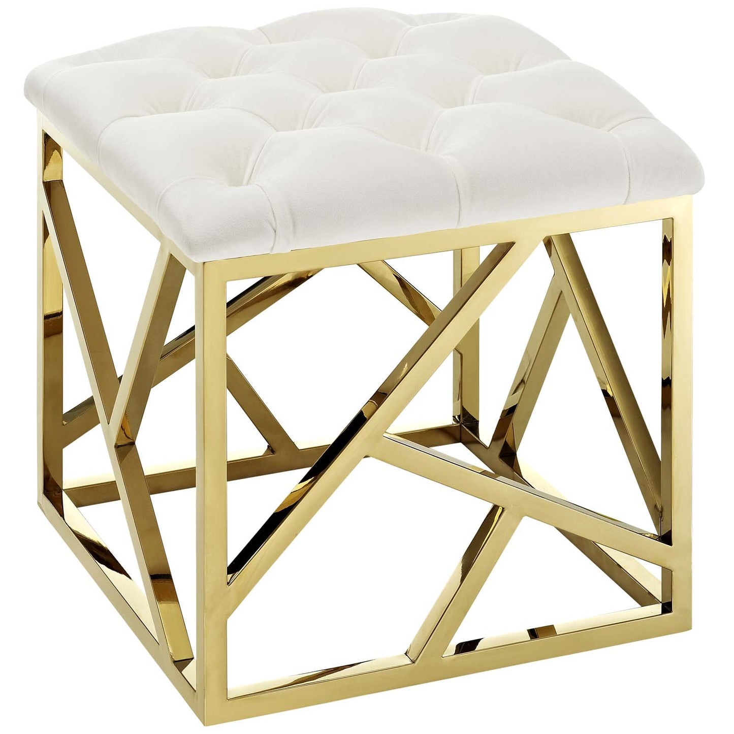 Modway intersperse Button-Tufted Contemporary Modern with Metallic Frame, Bench, Silver Gray