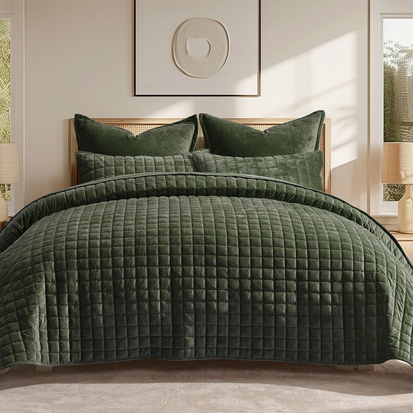 RECYCO Luxury Velvet Quilt Set King Size, Lightweight Velvet Comforter Set, Oversized Bedspread Coverlet Quilted Bedding Set, with 2 Matching Pillow Shams, for All Season, Navy Blue