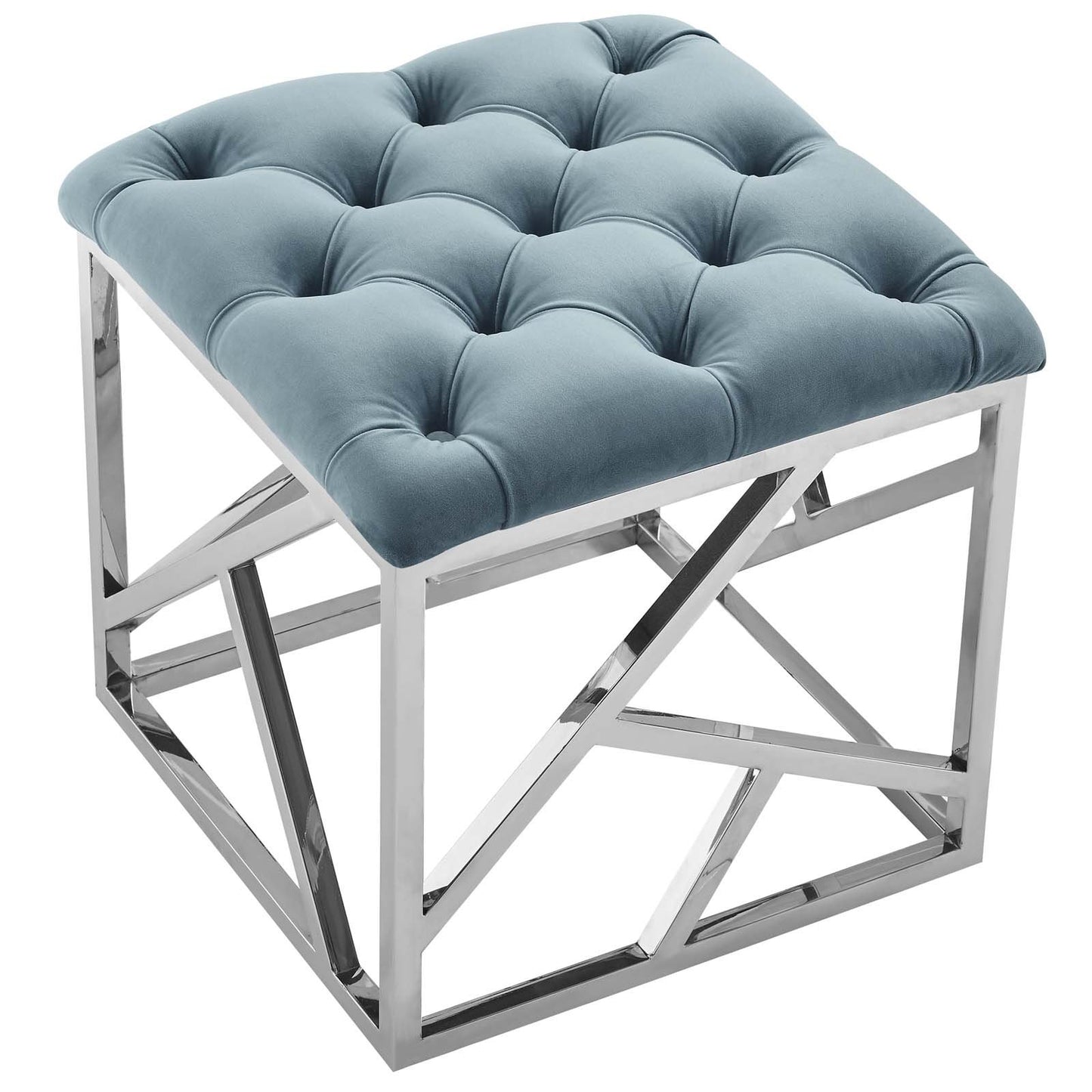 Modway intersperse Button-Tufted Contemporary Modern with Metallic Frame, Bench, Silver Gray