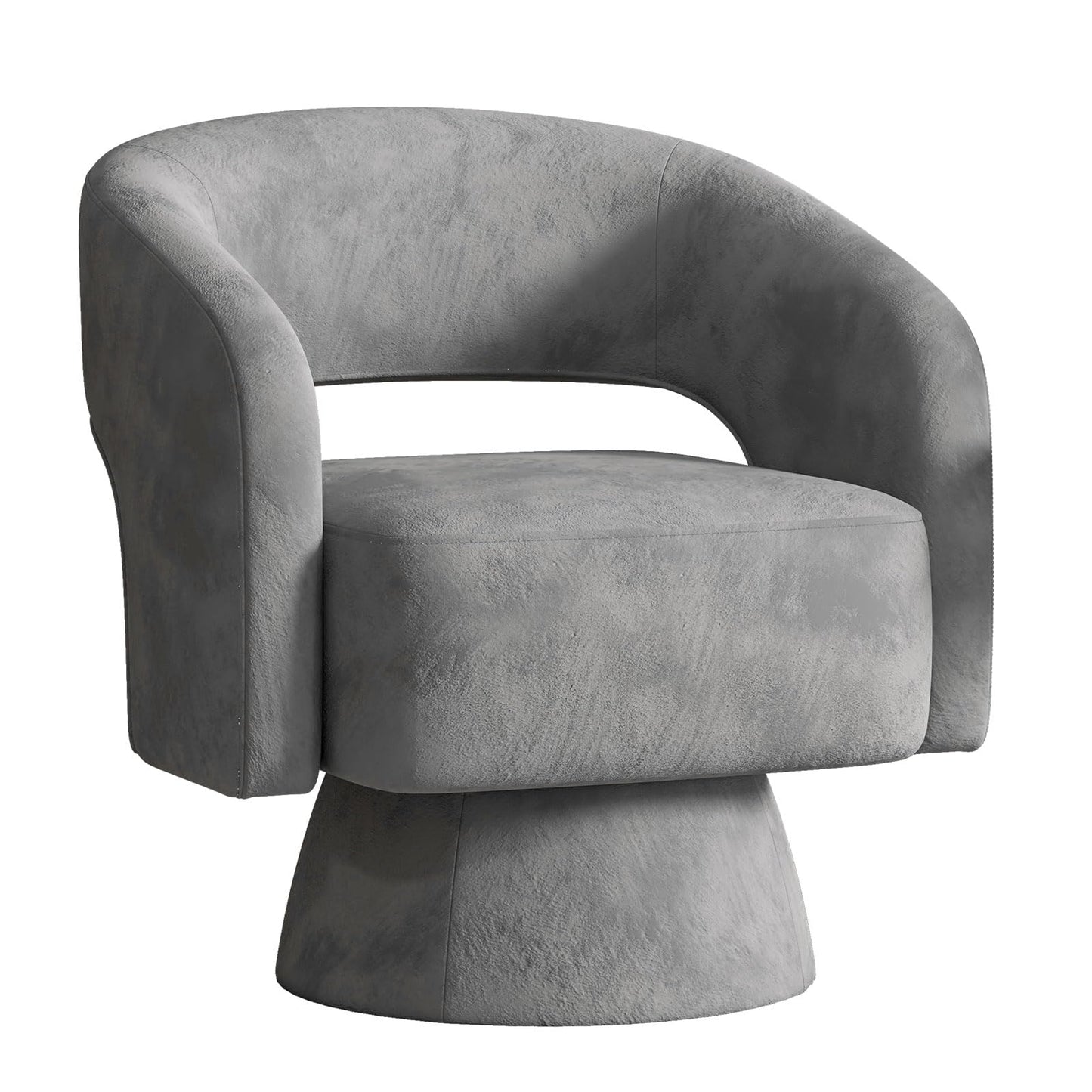 Bonzy Home Swivel Barrel Chair,Velvet Accent Armchair 360 Degree Swivel Club Chair for Living Room Bedroom Reception Room, Dark Grey