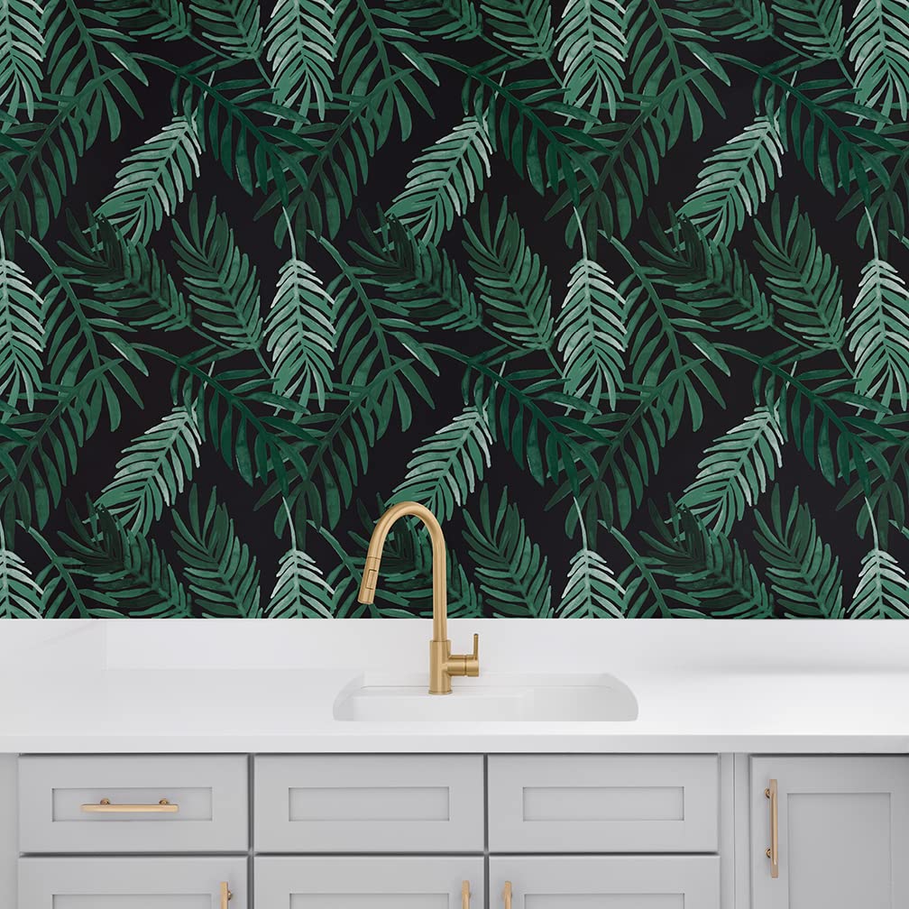 Flipside Blue Palm Leaves Peel and Stick Removable Wallpaper - Each Roll is 18 ft. Long x 18 in. Wide - Safe for Walls - Easy to Apply & Easy to Remove