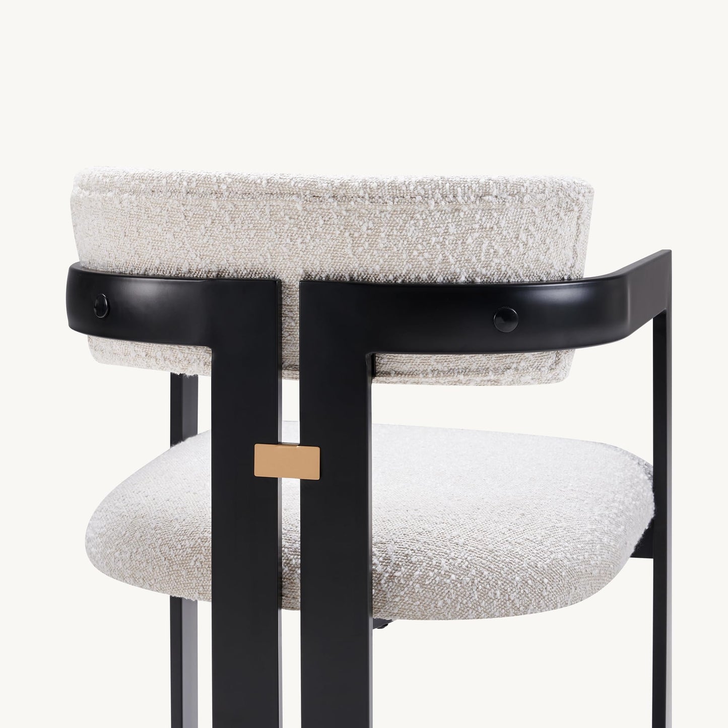Morden Fort Boucle Dining Chair Set of 4, Upholstered Kitchen Chairs with Metal Frame & Round Back, Barrel Side Chair for Dining Room, Kitchen, Living Room, Apartments