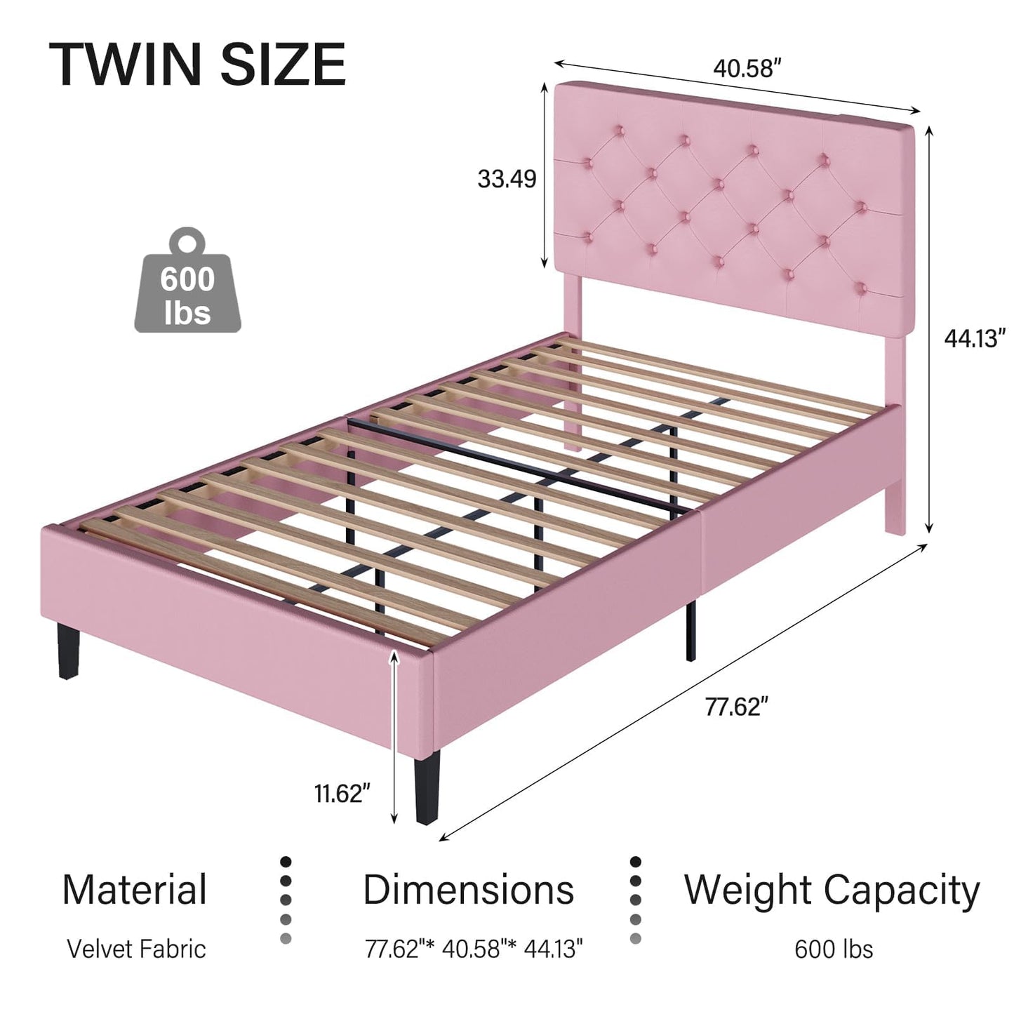 Queen Bed Frame with Headboard, Faux Leather Upholstered Platform Bed Frame, Blue Bed Frame Queen Size, Wooden Slat Support, No Box Spring Needed, Navy Blue