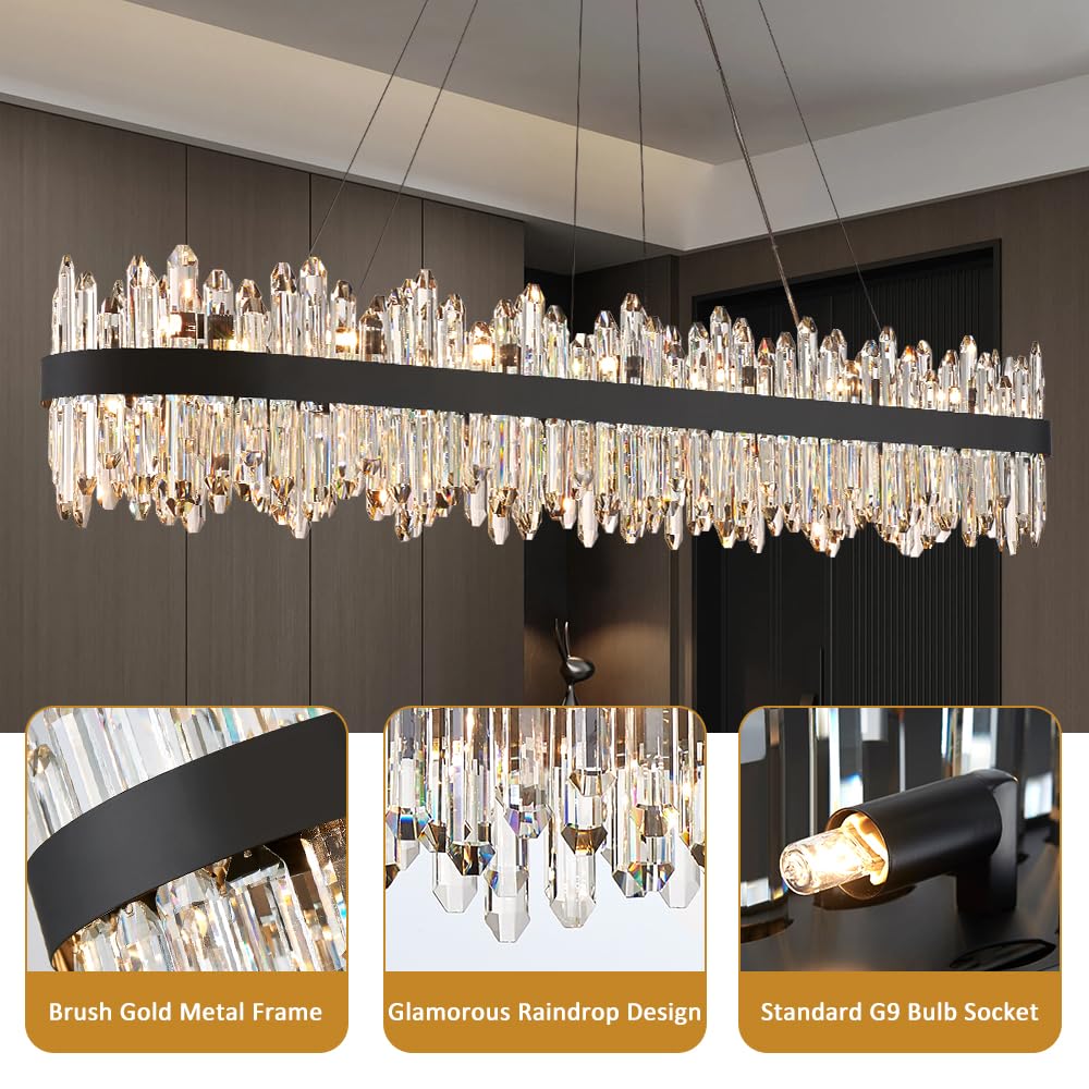 Gold Modern Oval Crystal Chandelier, 16-Lights Luxury Chandeliers Modern 2-Tiers K9 Crystal Chandelier Pendant, Light Fixture G9 Lights for Dining Living Room Entryway Kitchen Dia 23 inch