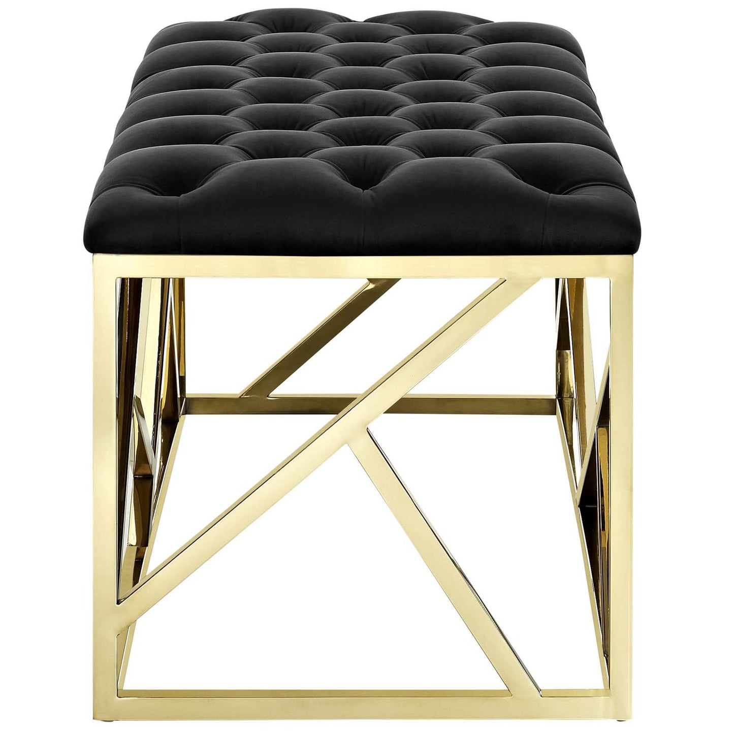 Modway intersperse Button-Tufted Contemporary Modern with Metallic Frame, Bench, Silver Gray