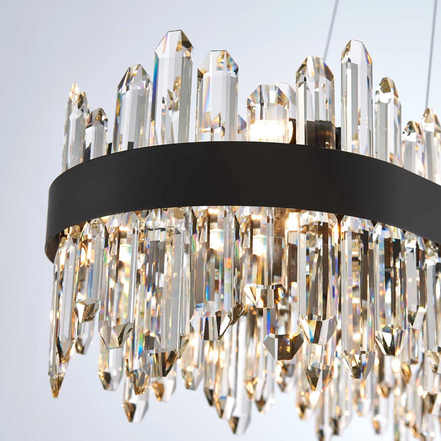 Gold Modern Oval Crystal Chandelier, 16-Lights Luxury Chandeliers Modern 2-Tiers K9 Crystal Chandelier Pendant, Light Fixture G9 Lights for Dining Living Room Entryway Kitchen Dia 23 inch