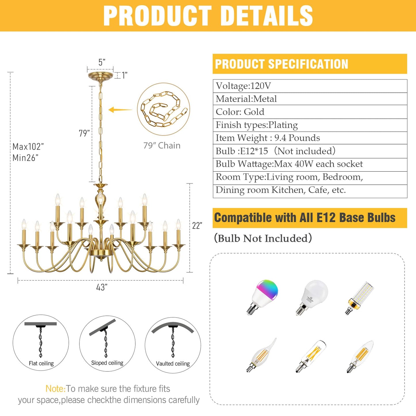 15 Light Black Farmhouse Chandeliers for Dining Room Light Fixtures Over Table, Vintage Candle Large Chandelier for Living Room Foyer Staircase Restaurant Showroom Villa