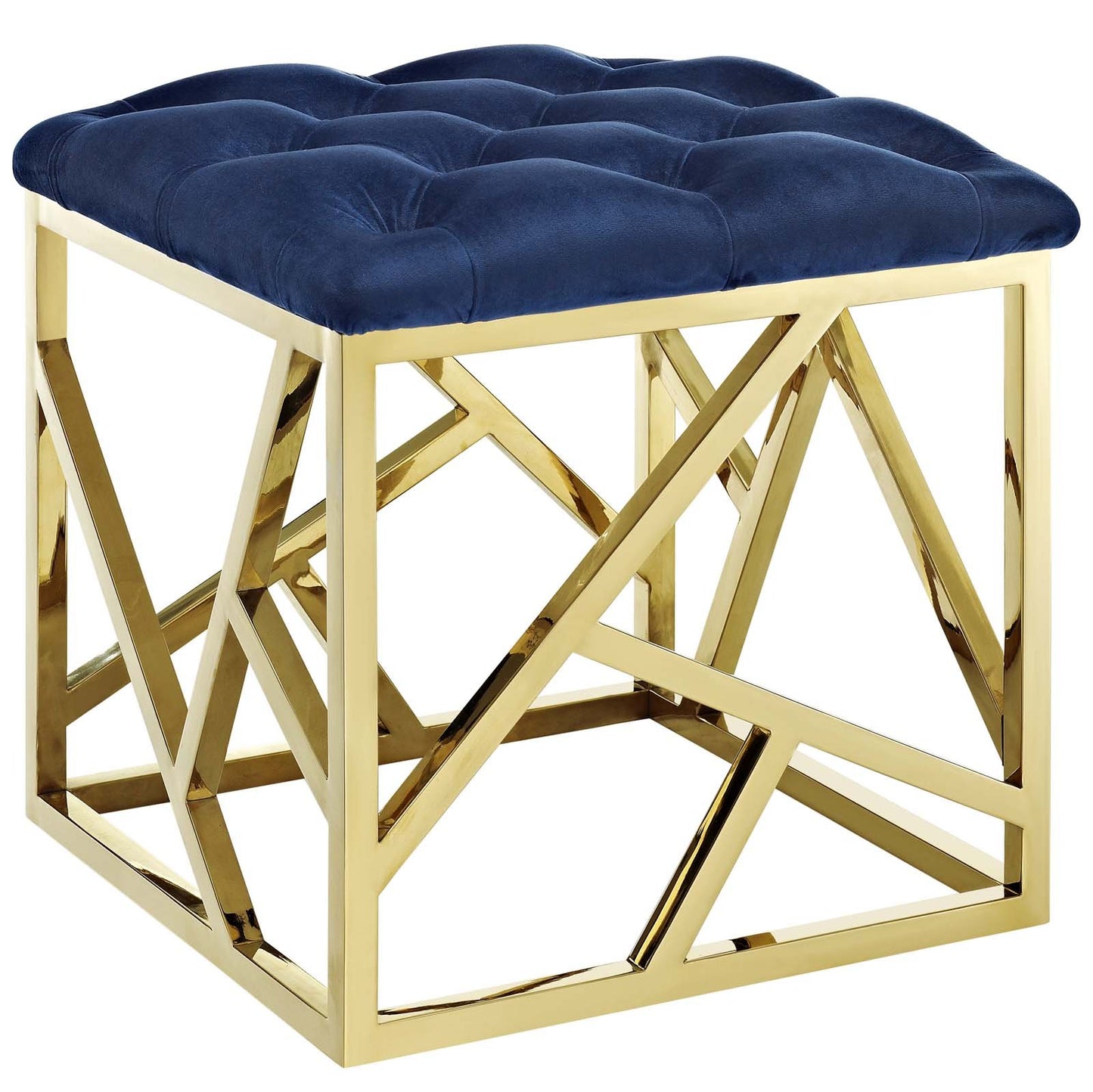 Modway intersperse Button-Tufted Contemporary Modern with Metallic Frame, Bench, Silver Gray
