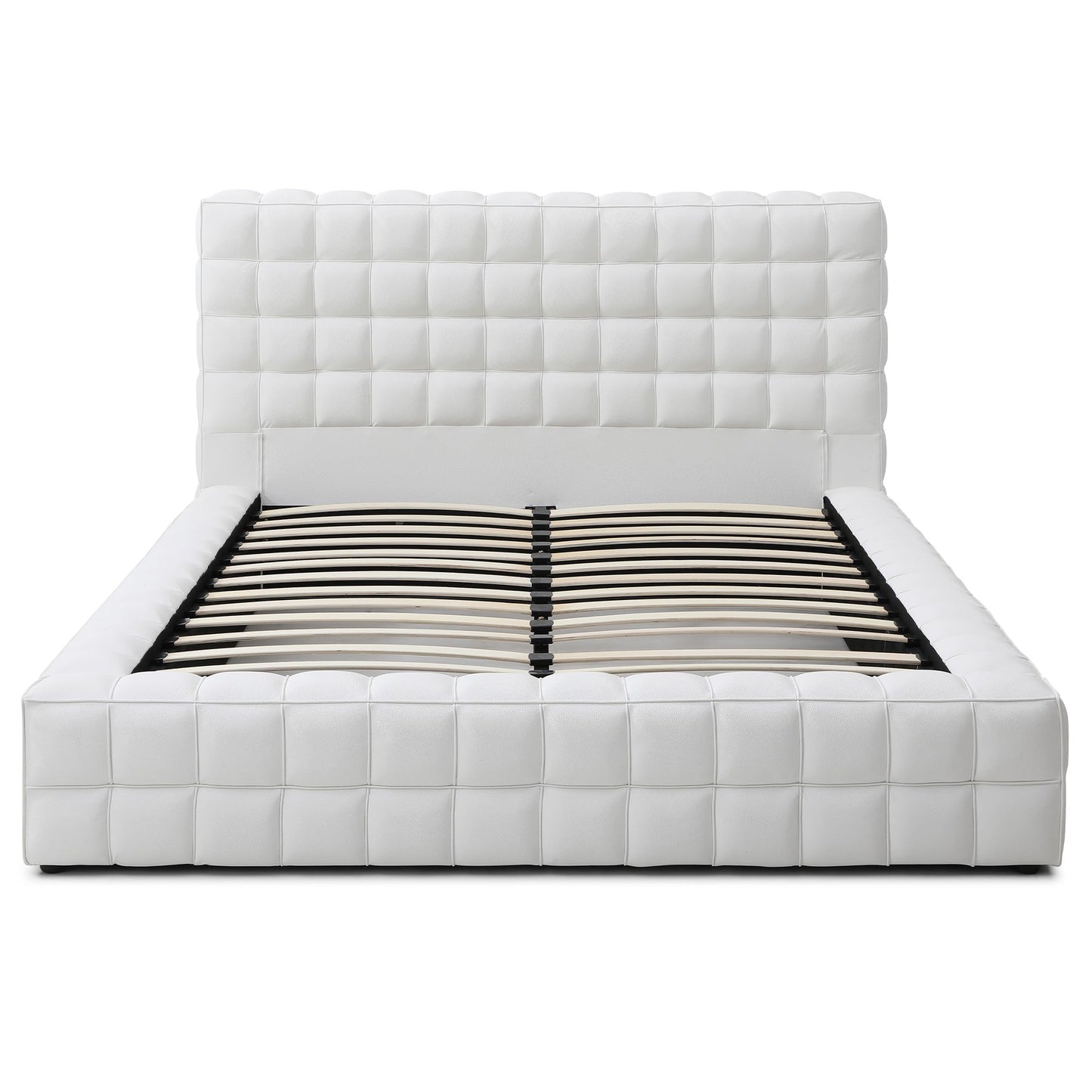 Woodpeckers Furniture And Mattress Livia Vegan Leather Upholstered Bed Frame (Brown, King)