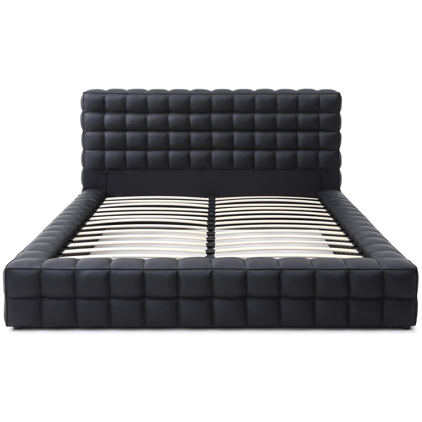 Woodpeckers Furniture And Mattress Livia Vegan Leather Upholstered Bed Frame (Brown, King)