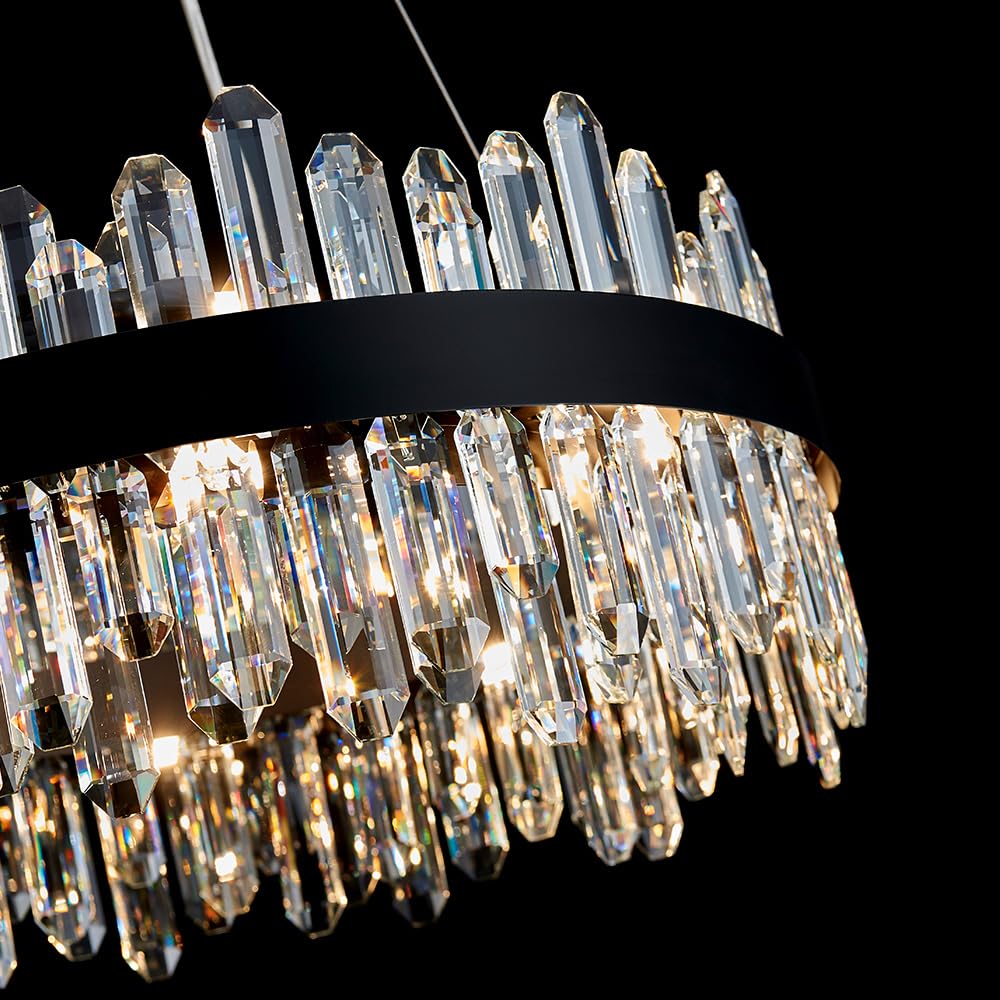Gold Modern Oval Crystal Chandelier, 16-Lights Luxury Chandeliers Modern 2-Tiers K9 Crystal Chandelier Pendant, Light Fixture G9 Lights for Dining Living Room Entryway Kitchen Dia 23 inch