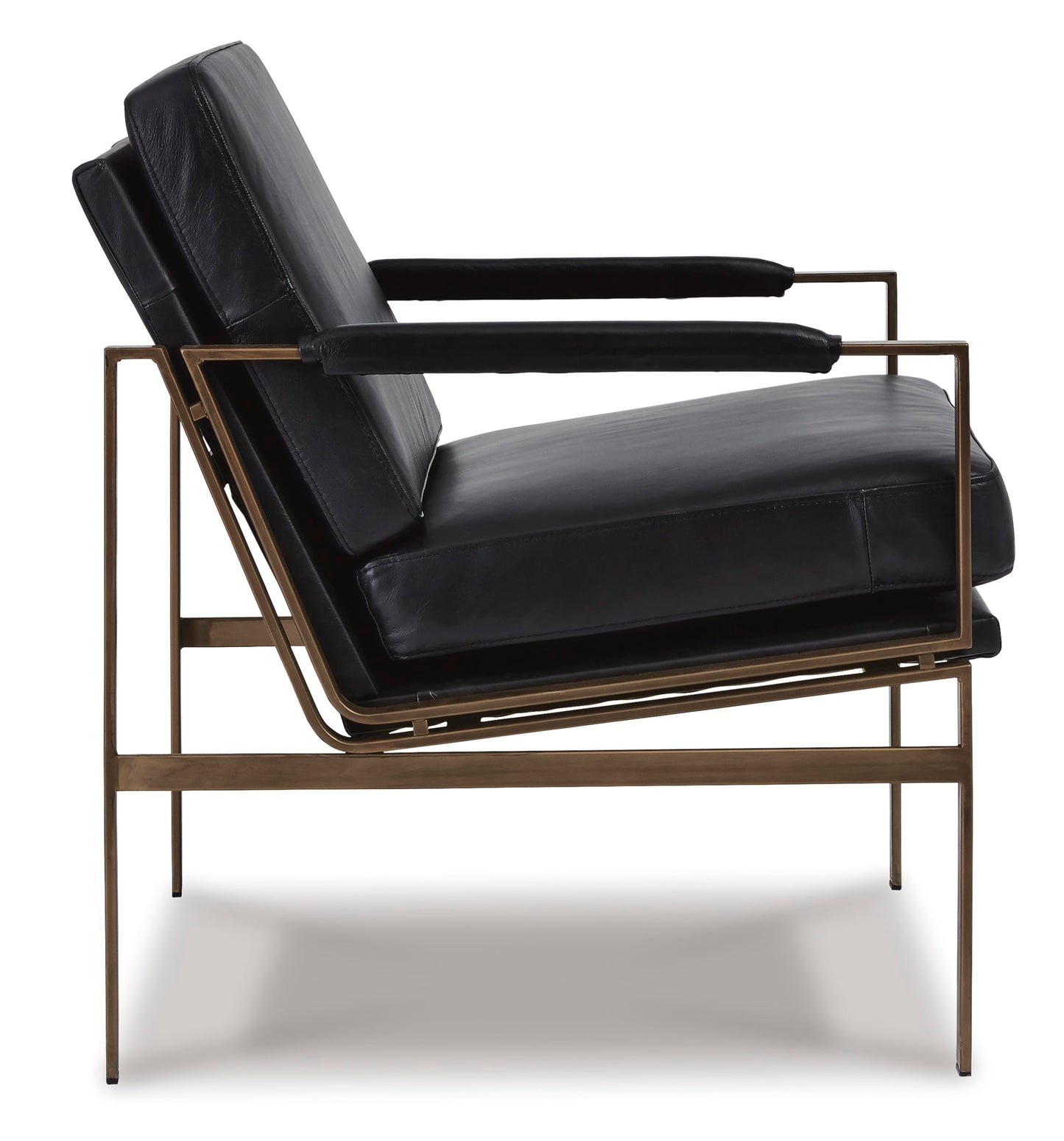 Signature Design by Ashley Puckman Mid-Century Modern Leather Accent Chair, Black