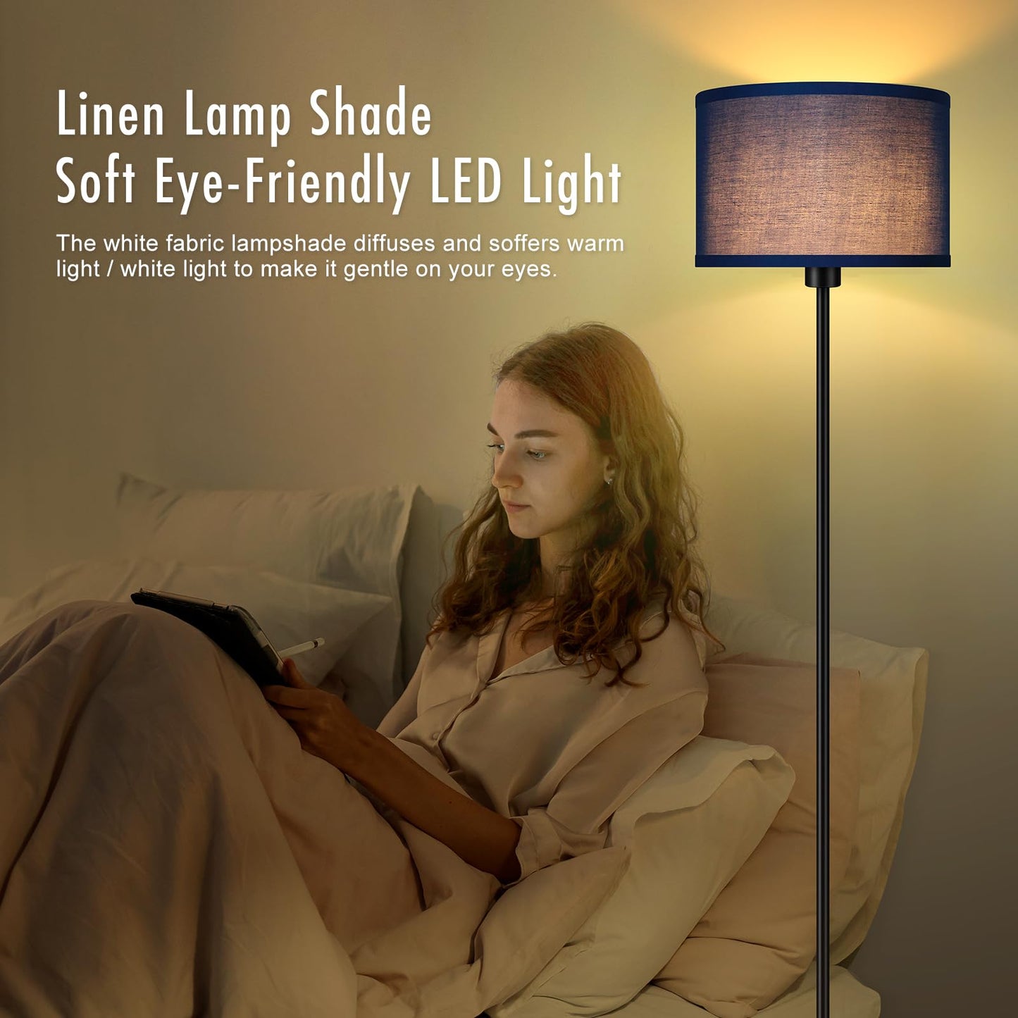 Floor Lamp Black, Standing Lamp, 58" Tall Lamps for Living Room, Simple Pole Lamp with Black Lampshade, On/Off Foot Pedal, Bright Dimming Light for Kids Room Bedroom Office Decor(Without Bulbs)
