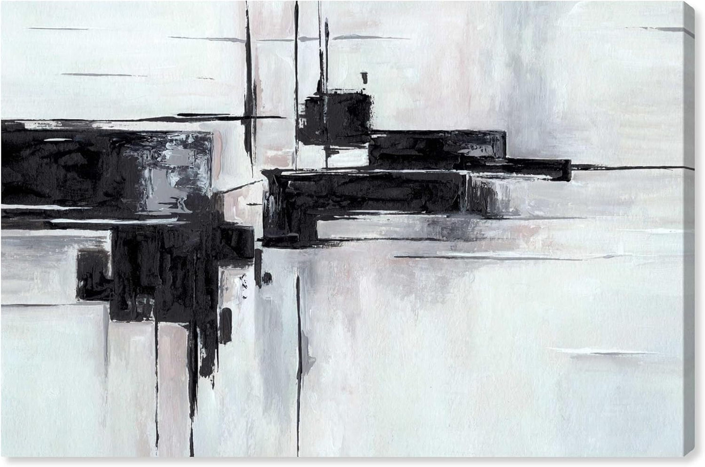 Abstract Journey Canvas Black and White Art, Gold Frame, 45" x 30"