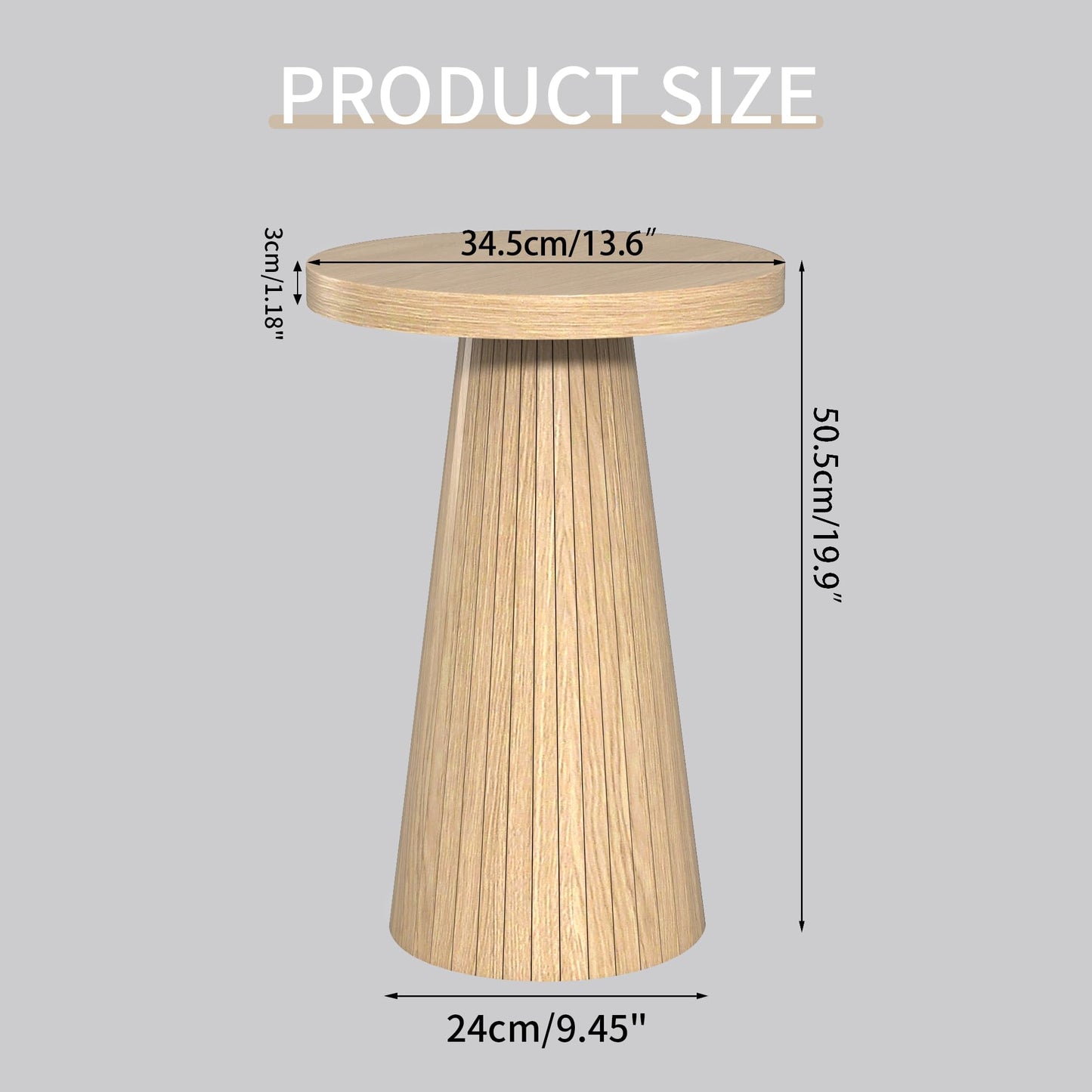 Small Round Pedestal Side Table, Wooden End Table for Living Room, Fluted Drink Table for Small Space, Modern Plant Stand Accent Table for Sofa Couch, 13.6 inch (Walnut)