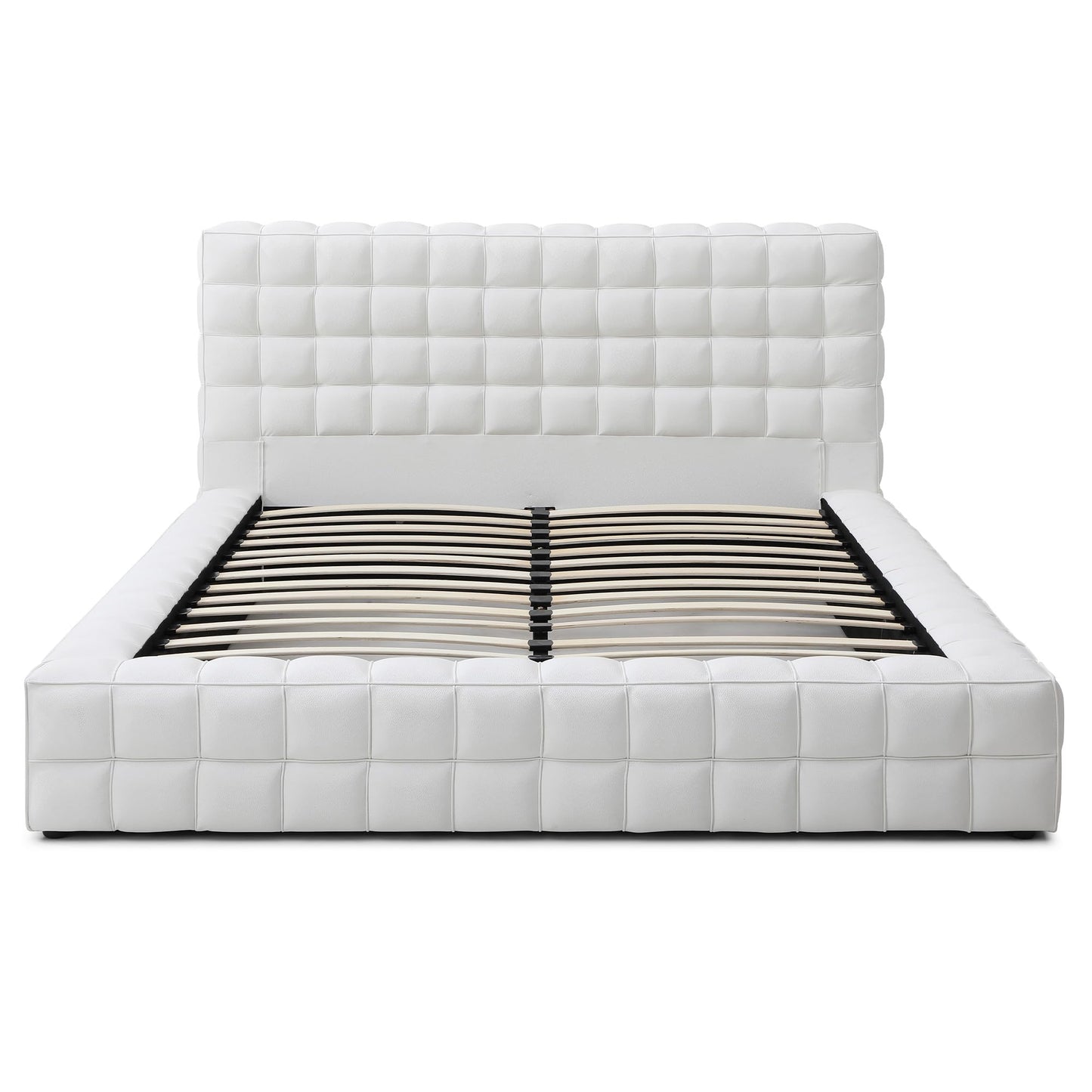 Woodpeckers Furniture And Mattress Livia Vegan Leather Upholstered Bed Frame (Brown, King)
