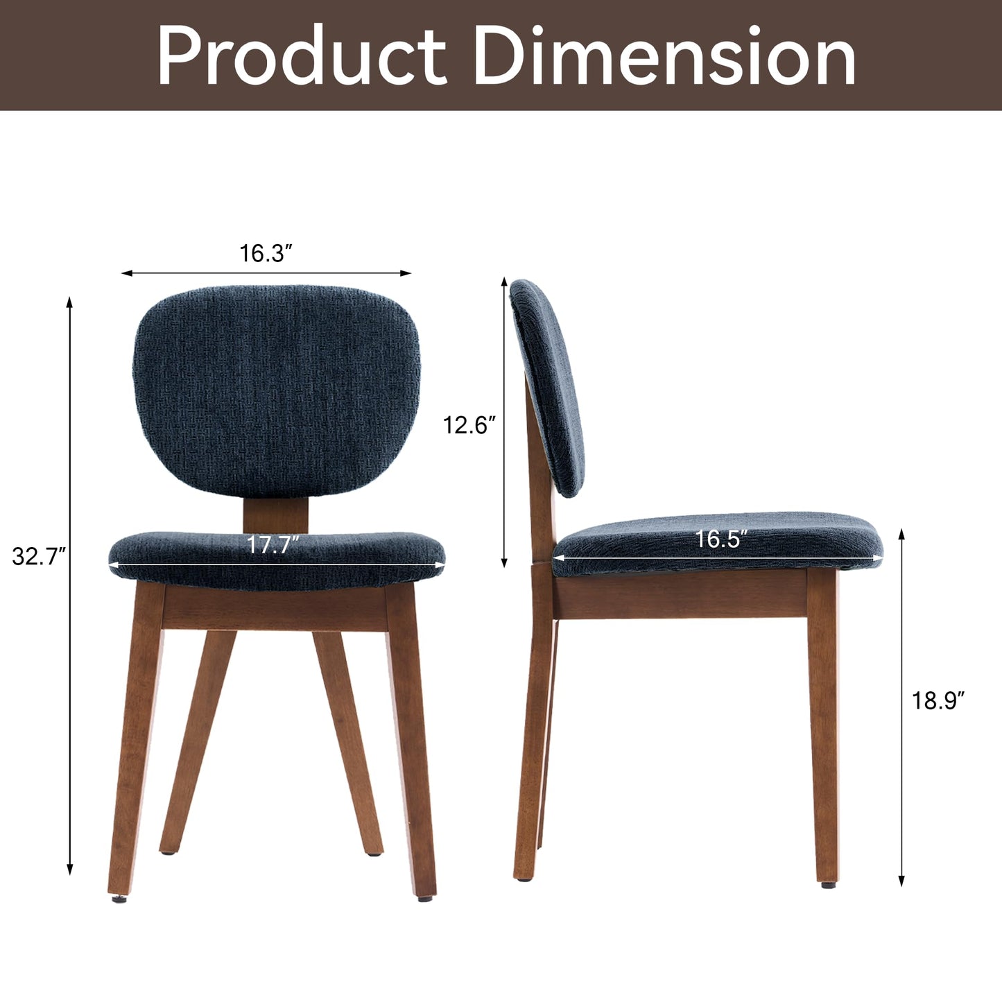 VKNOW Wooden Dining Chairs Set of 4, Mid Century Modern Upholstered Kitchen Side Chairs, Chenille Dining Room Chair with Curved Seat Backrest for Home Dining Room,Green