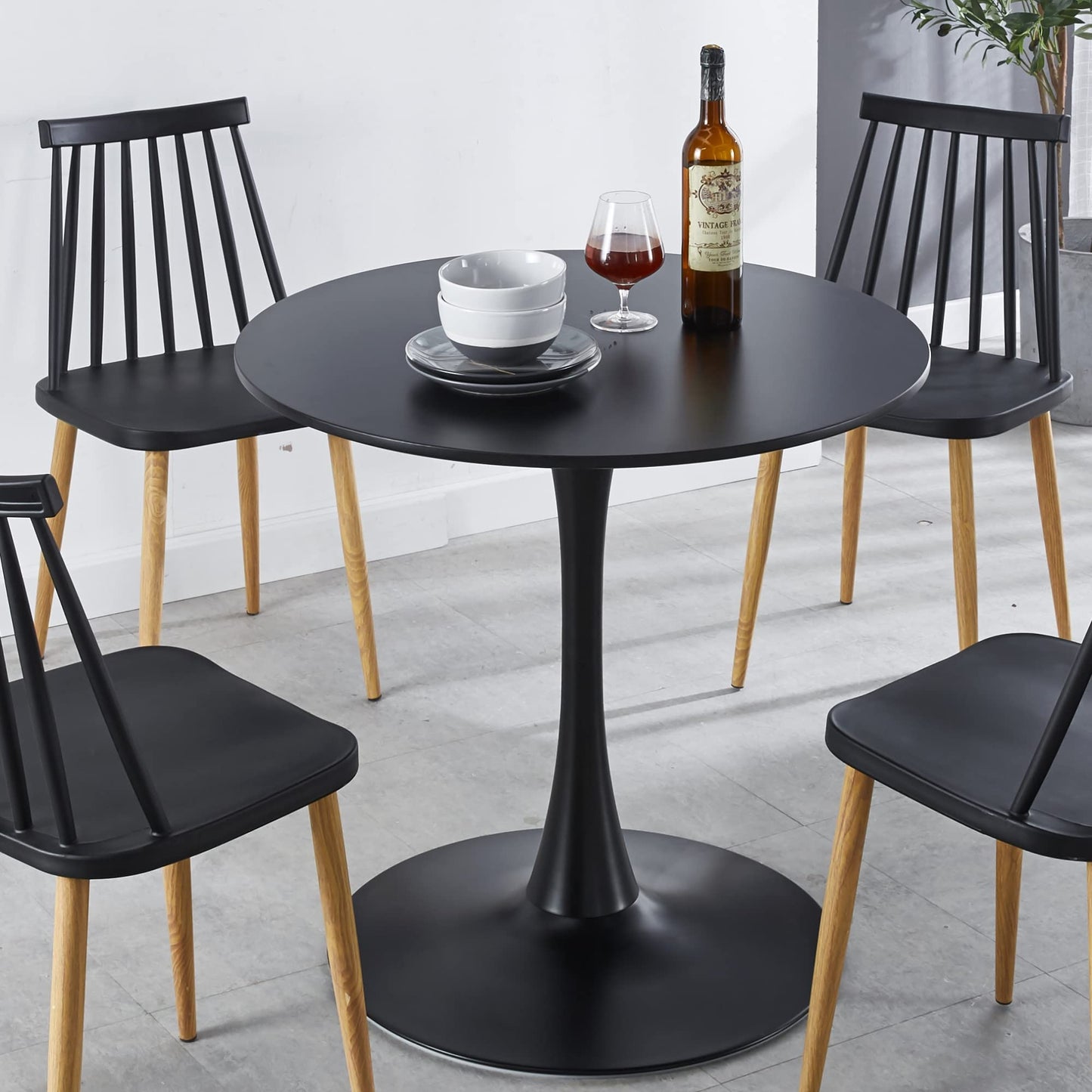 DKLGG 42" Modern Round Dining Table with MDF Top, Metal Base Pedestal Tulip Kitchen Table for 4-6 Person, Small Space Home, End Leisure Coffee Table, White