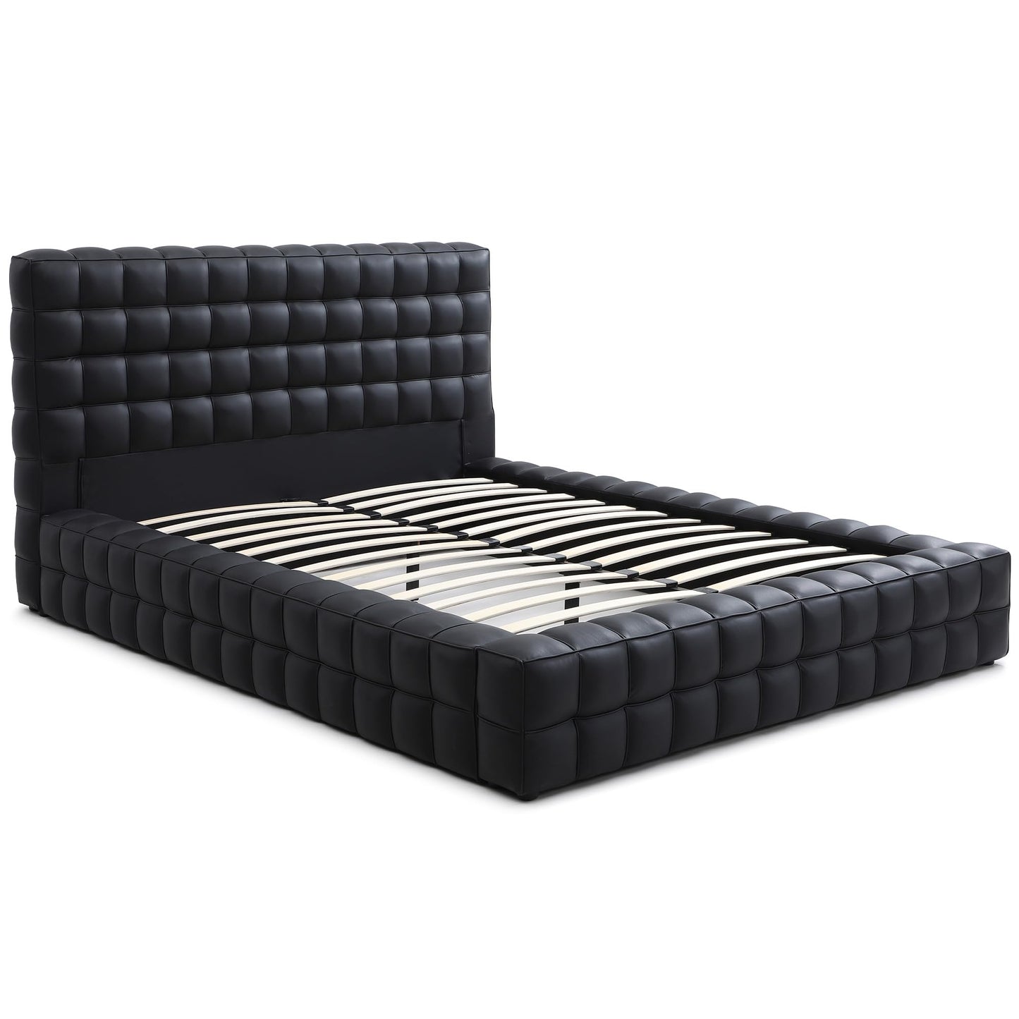 Woodpeckers Furniture And Mattress Livia Vegan Leather Upholstered Bed Frame (Brown, King)