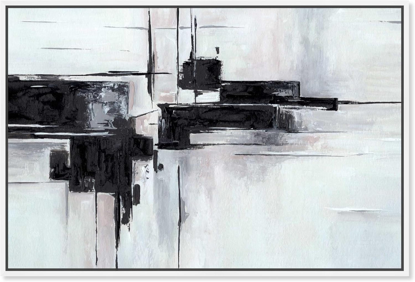 Abstract Journey Canvas Black and White Art, Gold Frame, 45" x 30"