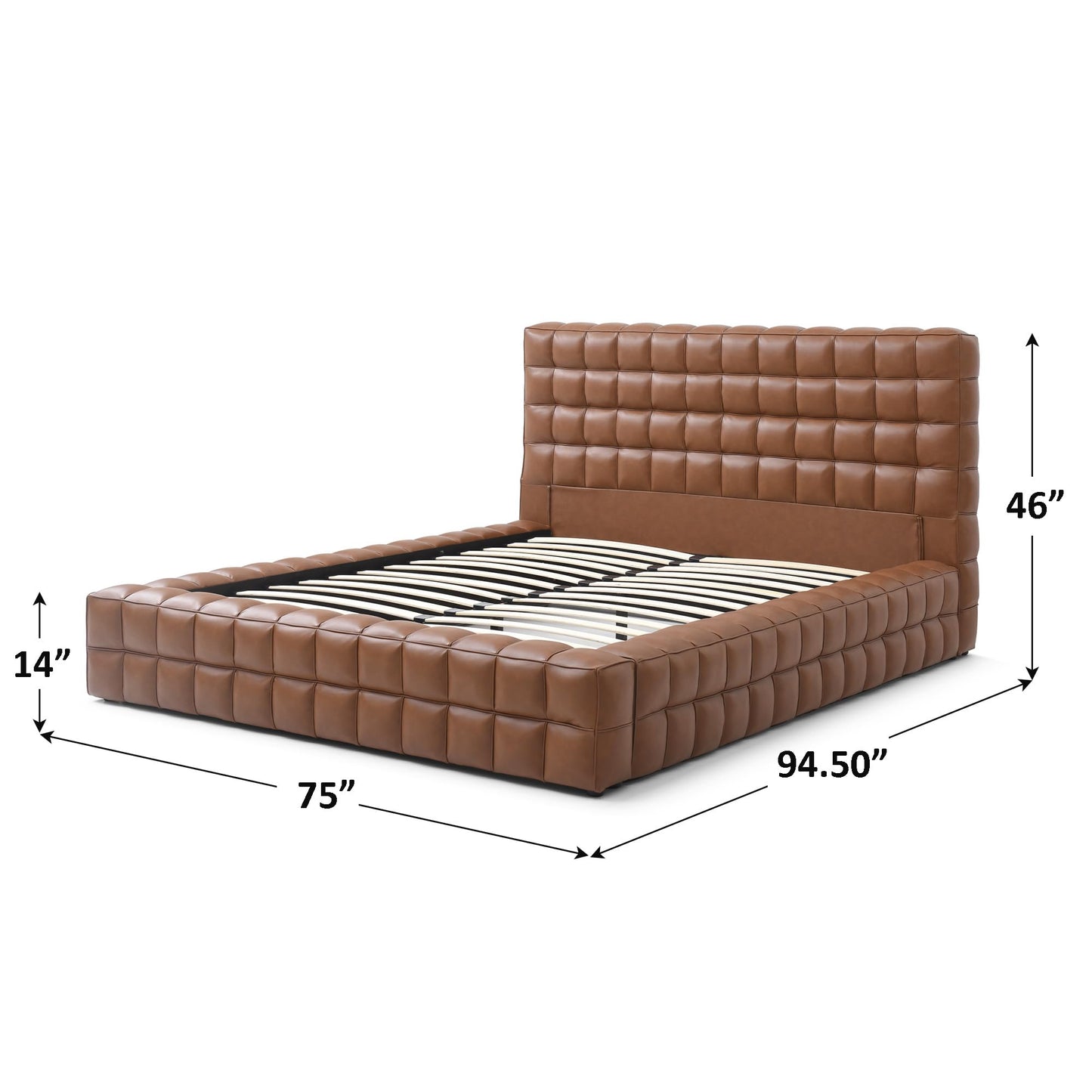 Woodpeckers Furniture And Mattress Livia Vegan Leather Upholstered Bed Frame (Brown, King)