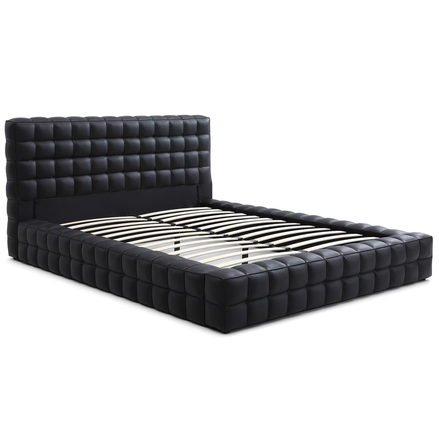 Woodpeckers Furniture And Mattress Livia Vegan Leather Upholstered Bed Frame (Brown, King)