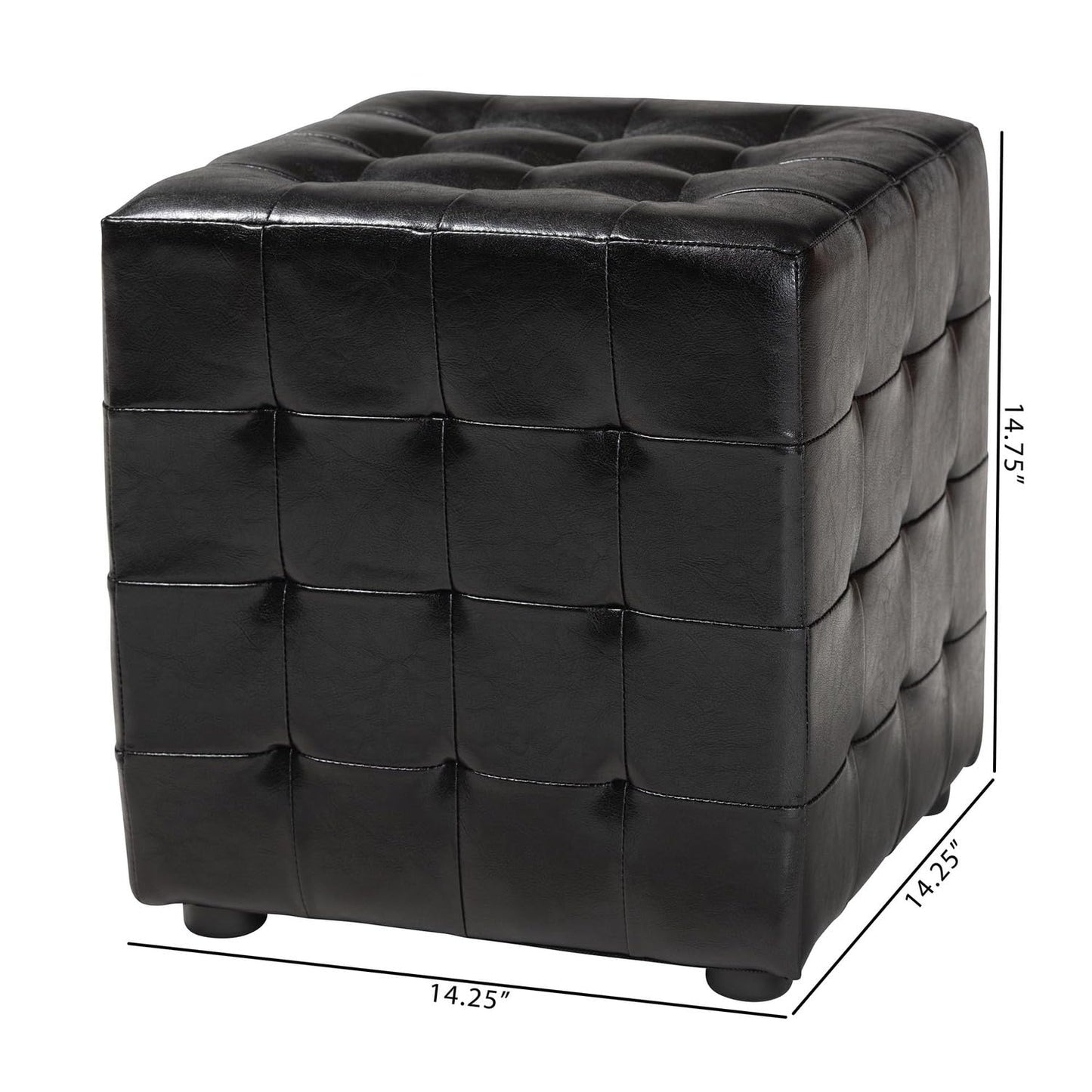 Baxton Studio Siskal Modern Cube Ottoman, White, Set of 2,