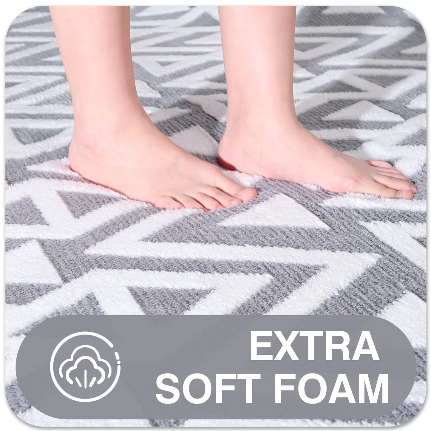 Ompaa Ultra Soft Geometric Bedroom Rugs Memory Foam Carpet, Black 7 x 10 Feet Large, Cozy Area Rugs for Living Room Couch Dorm Bedside Kids Girls Teens Room Nursery Decor Floor Mat