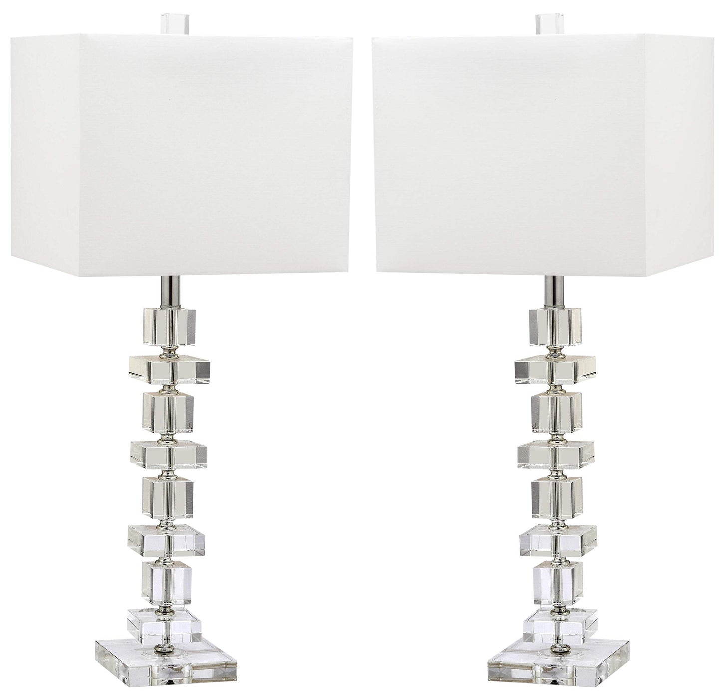 SAFAVIEH Lighting Collection Modern Deco 28-inch Bedroom Living Room Home Office Desk Nightstand Table Lamp Set of 2 (LED Bulbs Included)