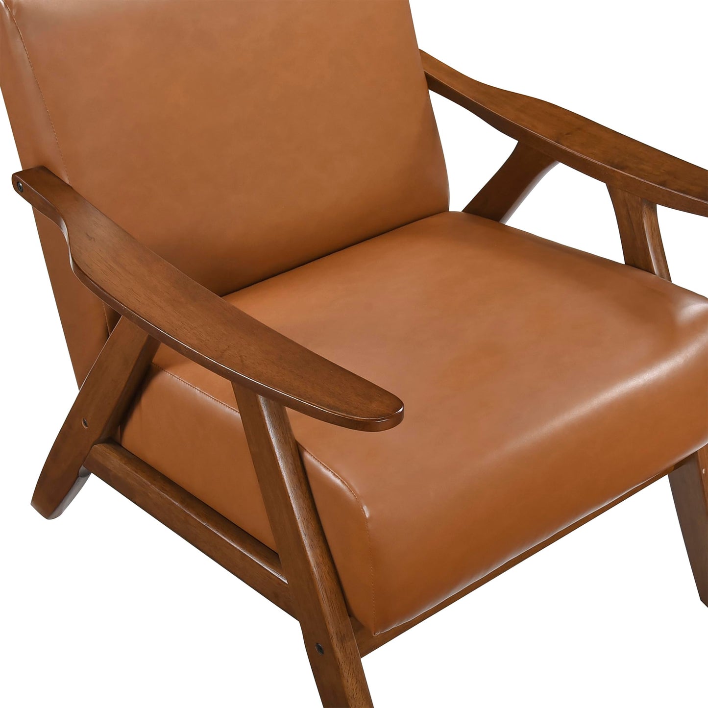Lexicon Mid Century Modern Accent Chair with Solid Wood Frame in Walnut Finish, Upholstered Living Room Lounge Arm Chair, Thick and Comfy Innerspring Seat Cushion, Linen-Look Fabric, Gray