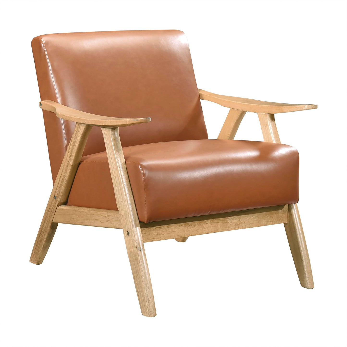 Lexicon Mid Century Modern Accent Chair with Solid Wood Frame in Walnut Finish, Upholstered Living Room Lounge Arm Chair, Thick and Comfy Innerspring Seat Cushion, Linen-Look Fabric, Gray