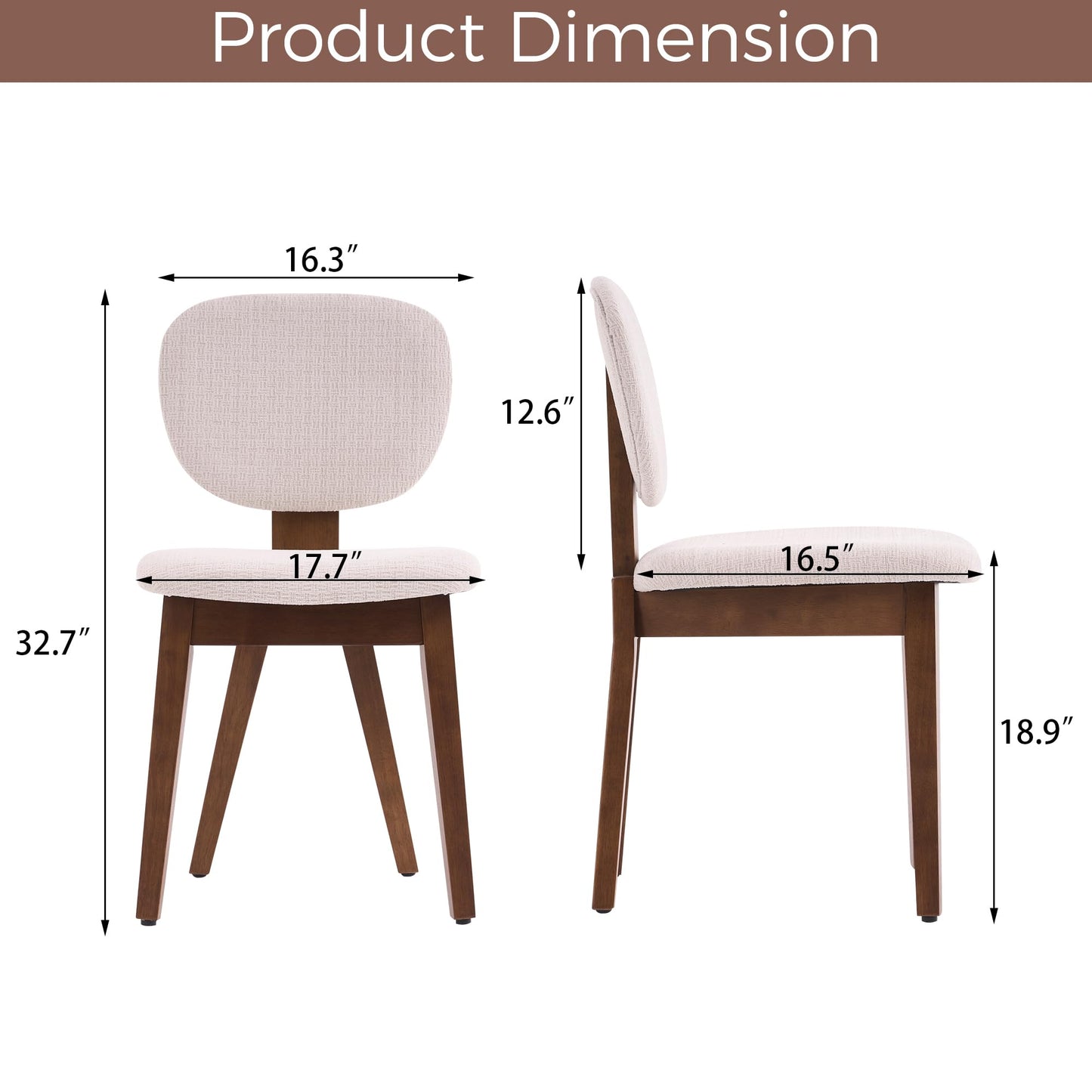 VKNOW Wooden Dining Chairs Set of 4, Mid Century Modern Upholstered Kitchen Side Chairs, Chenille Dining Room Chair with Curved Seat Backrest for Home Dining Room,Green
