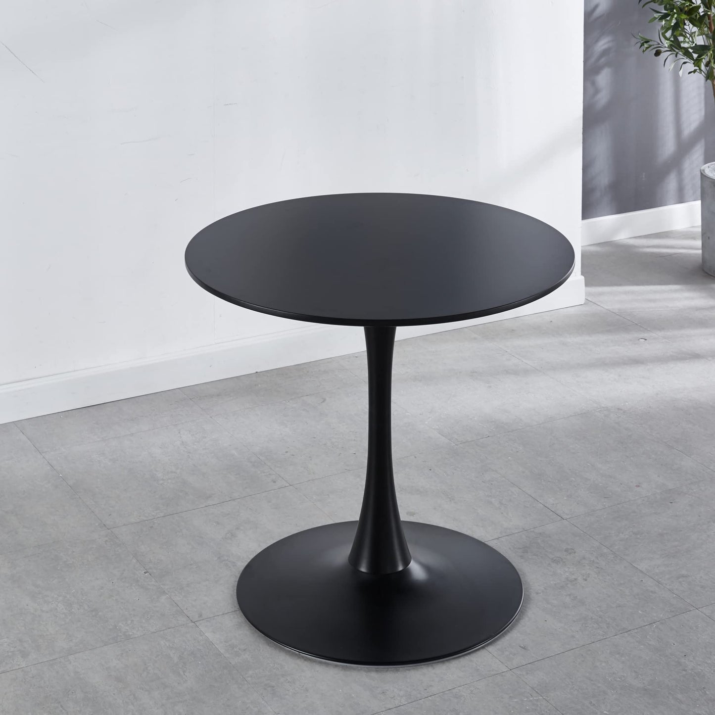 DKLGG 42" Modern Round Dining Table with MDF Top, Metal Base Pedestal Tulip Kitchen Table for 4-6 Person, Small Space Home, End Leisure Coffee Table, White