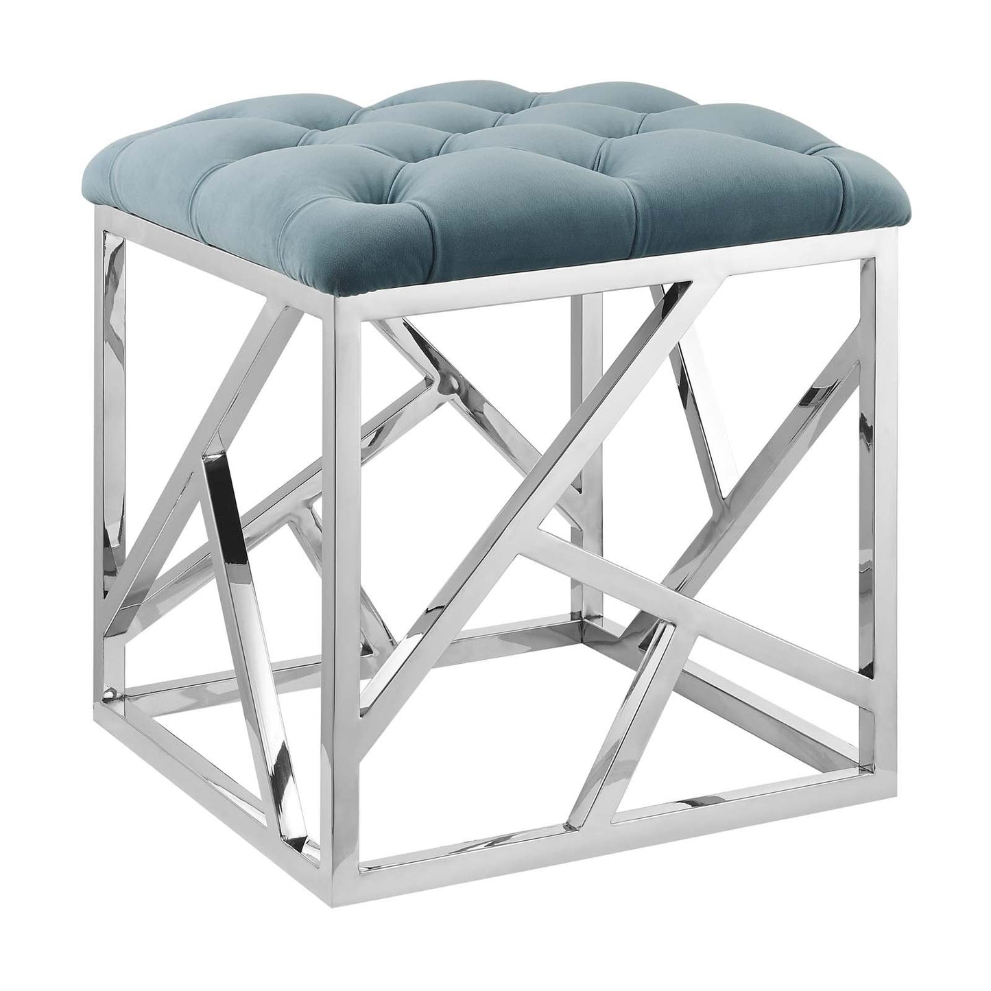 Modway intersperse Button-Tufted Contemporary Modern with Metallic Frame, Bench, Silver Gray