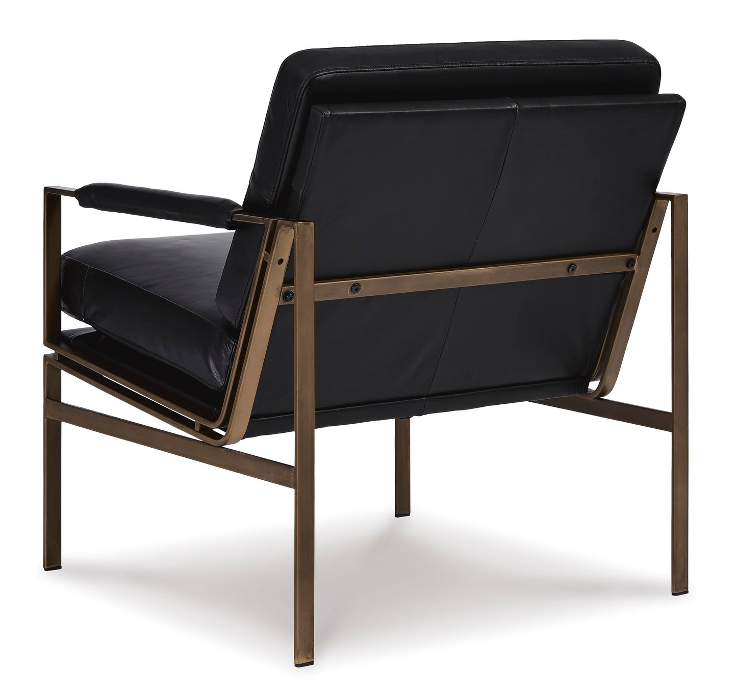 Signature Design by Ashley Puckman Mid-Century Modern Leather Accent Chair, Black