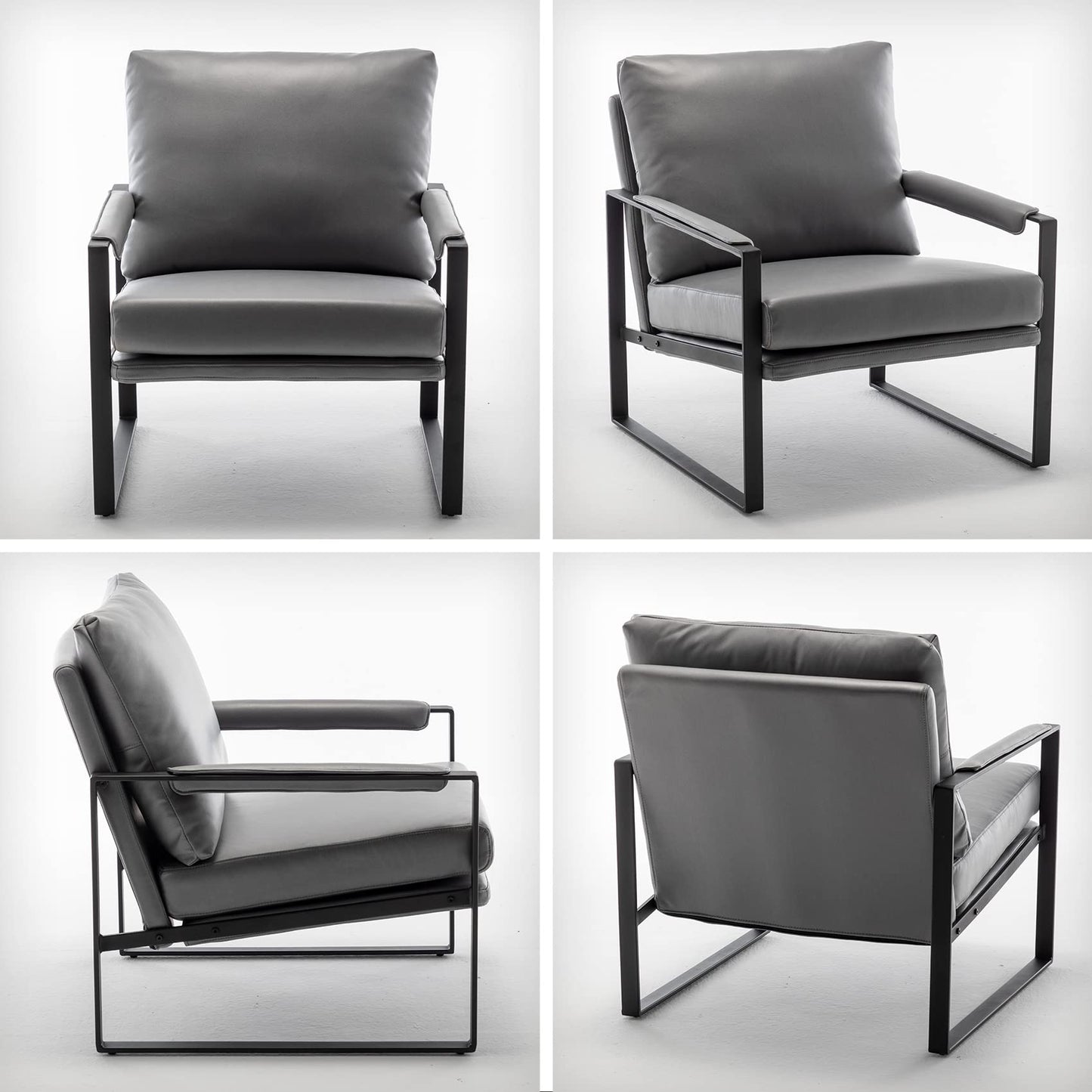 UNICOO Faux Leather Metal Frame Accent Chair - Modern Accent Chairs for Living Room, Bedroom, or Office - Armchairs Living Room Chairs Leisure Chair Reception Chair (ZKL-239K-CM Hermes Orange)