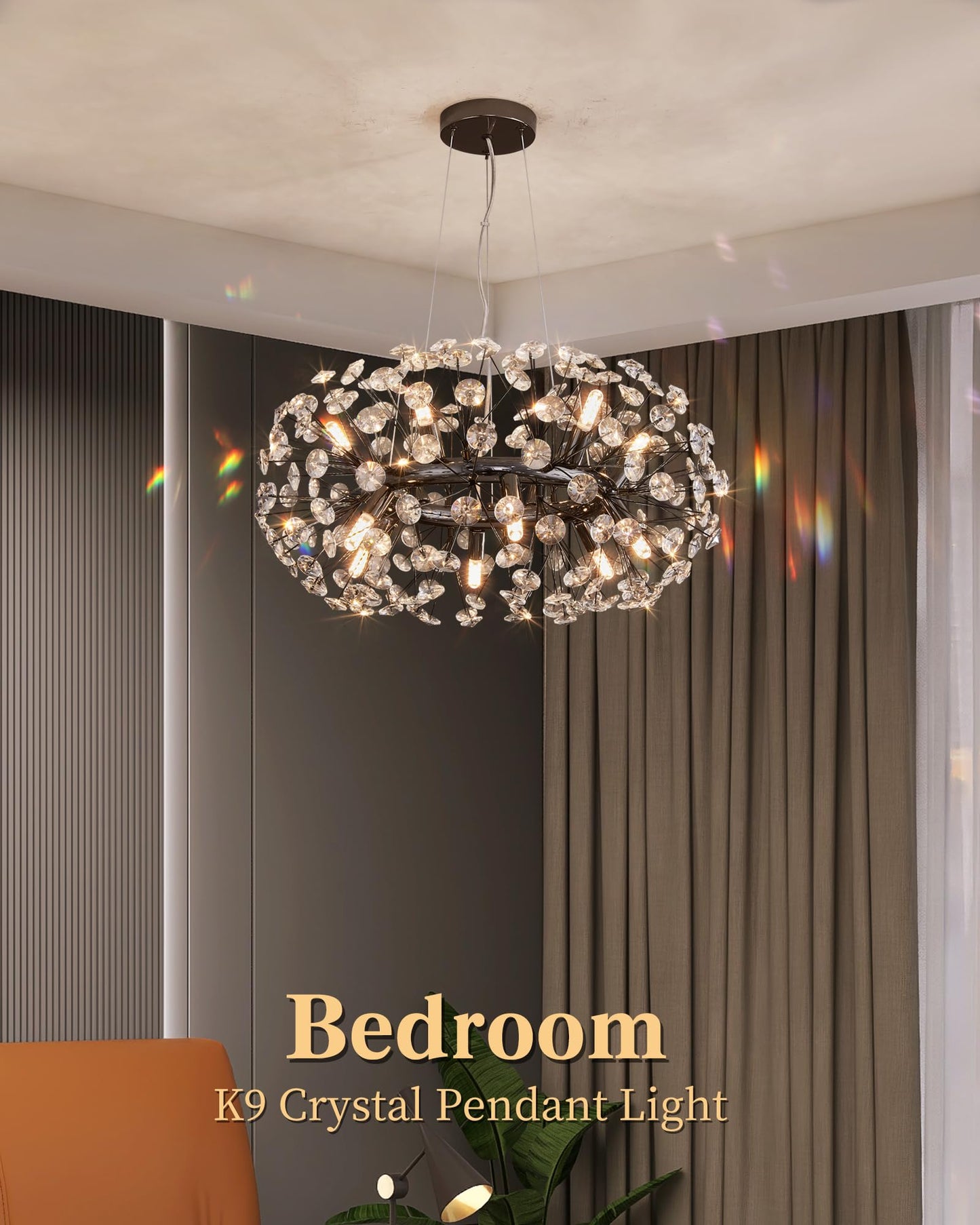 Modern Tree Branch Crystal Chandelier Luxury Silver Crystal Pendant Lighting 18" Contemporary 6-Light Chandeliers for Dining Room Kitchen Bedroom Living Room