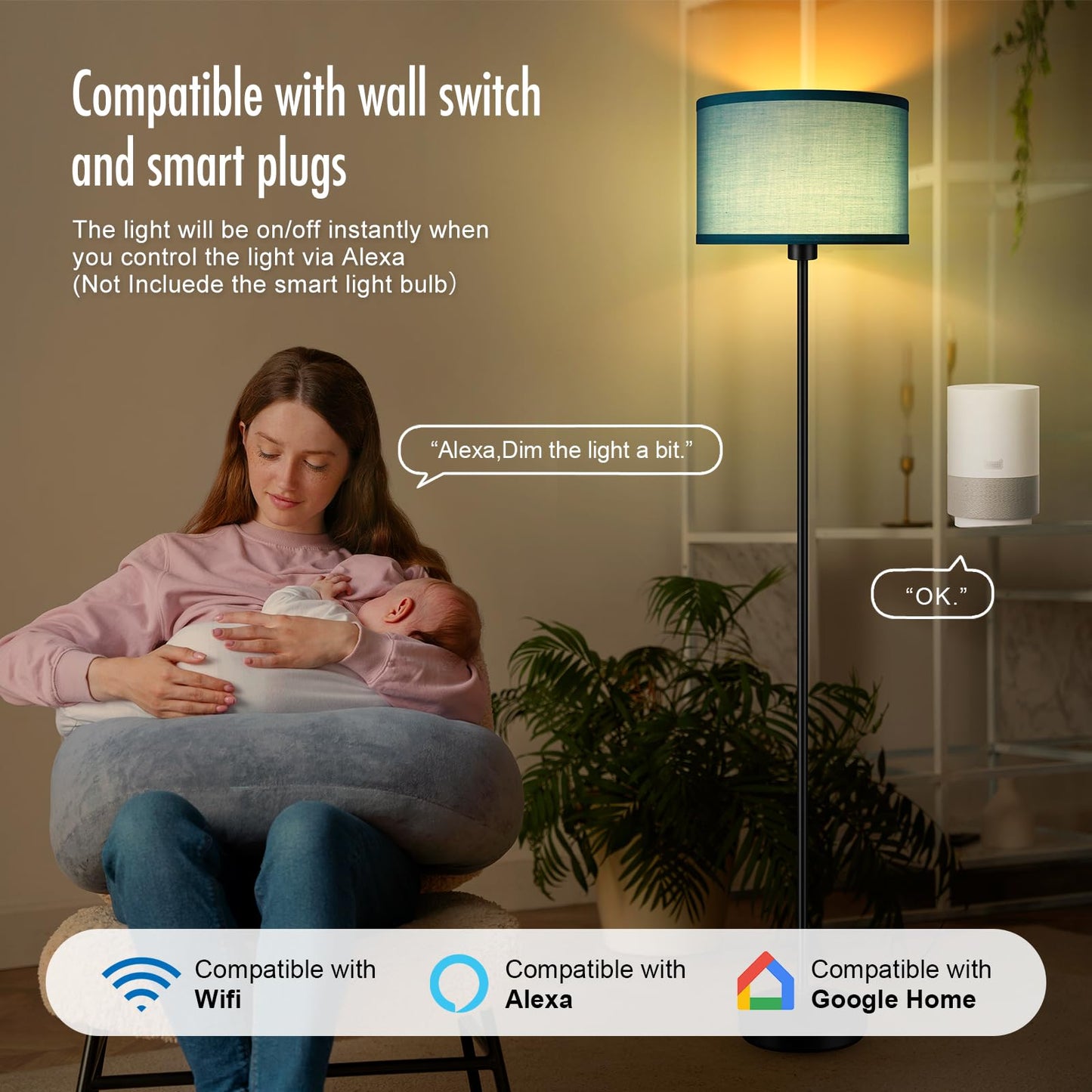 Floor Lamp Black, Standing Lamp, 58" Tall Lamps for Living Room, Simple Pole Lamp with Black Lampshade, On/Off Foot Pedal, Bright Dimming Light for Kids Room Bedroom Office Decor(Without Bulbs)