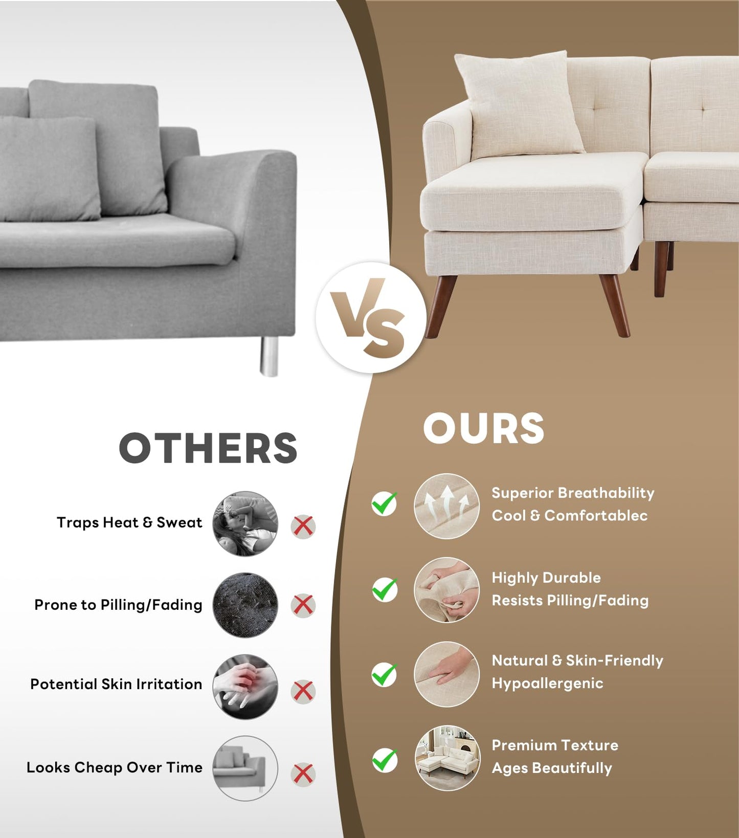 Tbfit 65" W Loveseat Sofa, Mid Century Modern Love Seat Couches for Living Room, Button Tufted Upholstered Small Couch for Bedroom, Solid and Easy to Install Love Seats Furniture, Grey