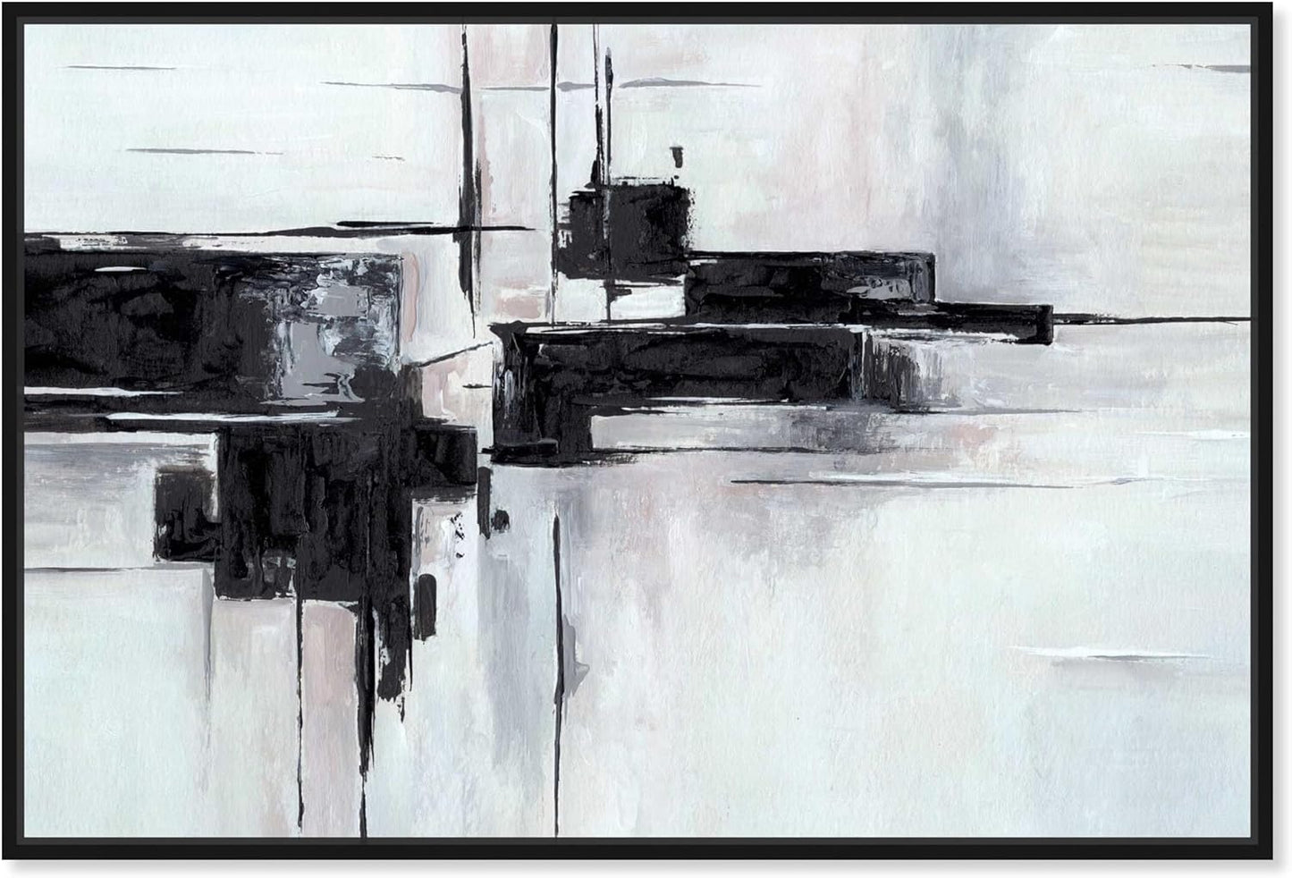 Abstract Journey Canvas Black and White Art, Gold Frame, 45" x 30"
