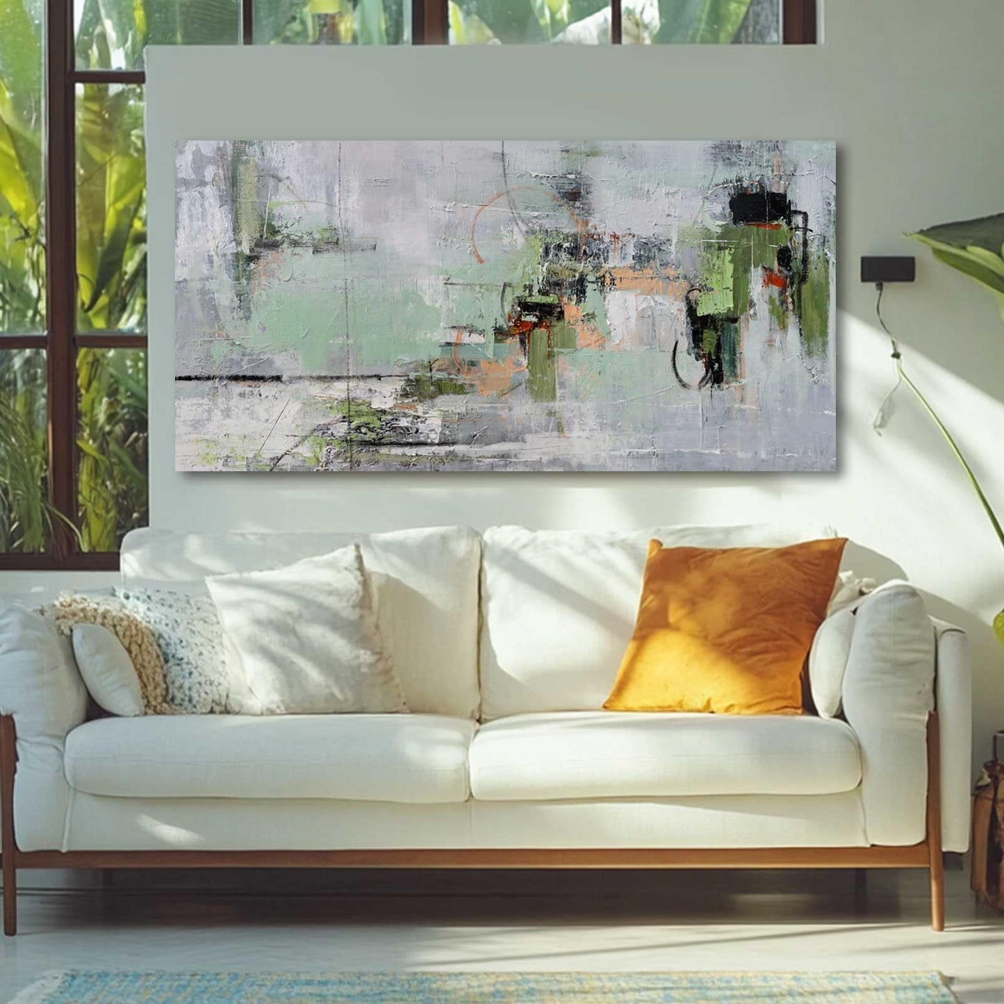 MLART99 Blue and White Abstract Wall Art Grunge Posters Gold Painting for Home Office 29"x 58" Gallery Wall Prints Large Size Artwork for Walls