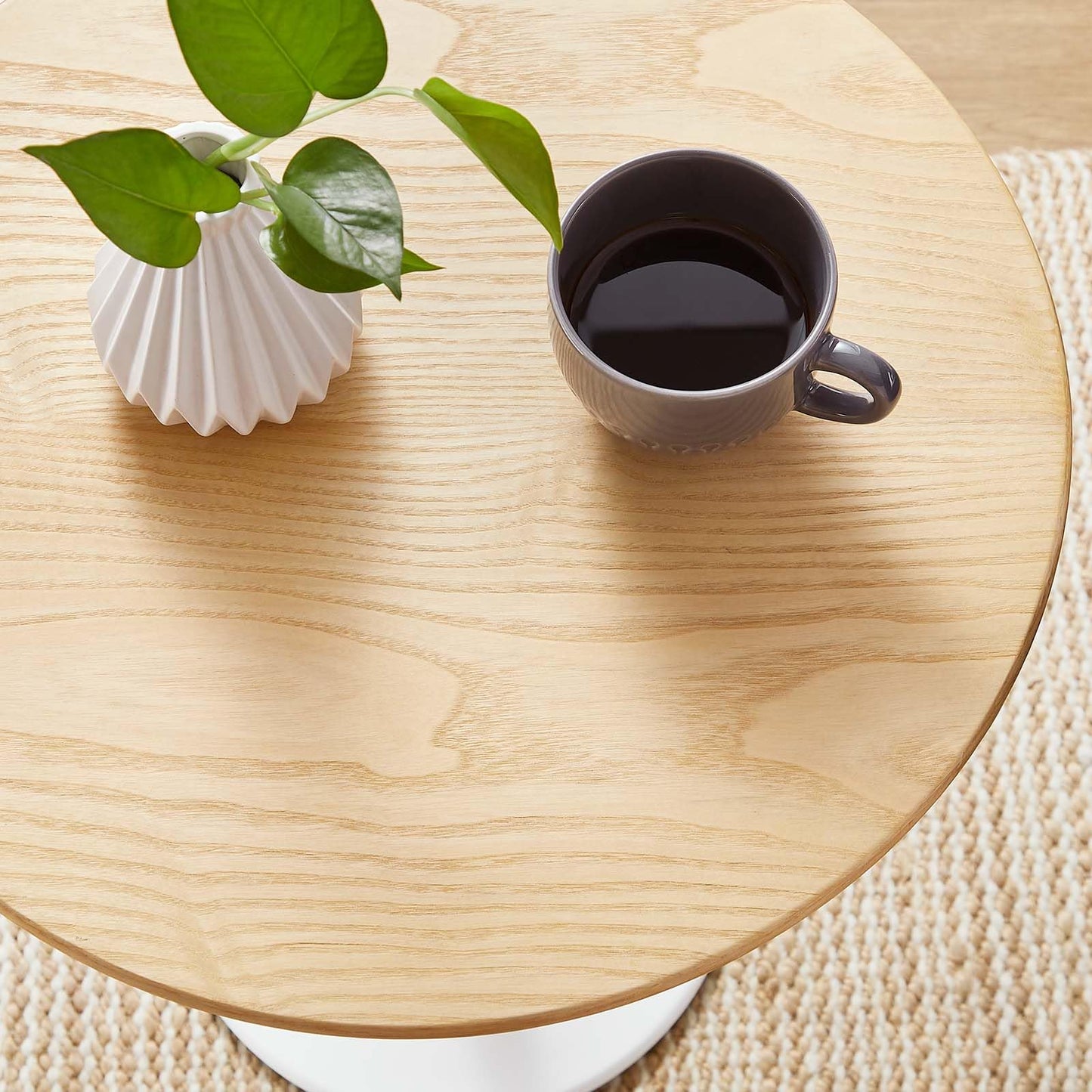 Modway Lippa Round 20" Wood Grain Mid-Century Modern Side Table, Black Cherry
