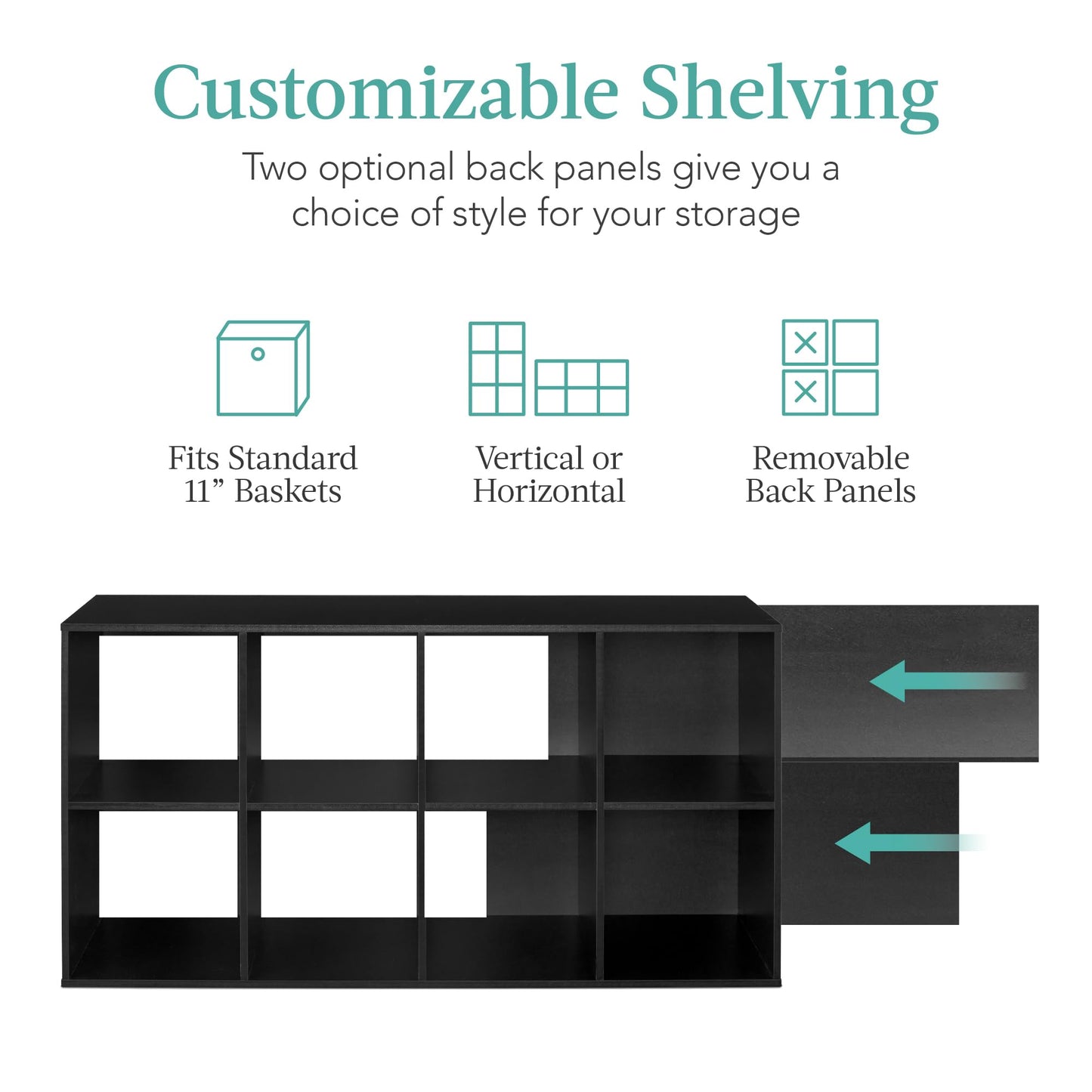 Best Choice Products 9-Cube Storage Organizer, 11in Shelf Opening, Bookcase, Display Shelf, Customizable w/ 3 Removable Back Panels - Walnut