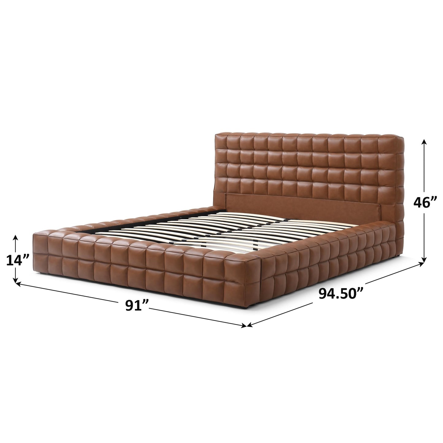Woodpeckers Furniture And Mattress Livia Vegan Leather Upholstered Bed Frame (Brown, King)