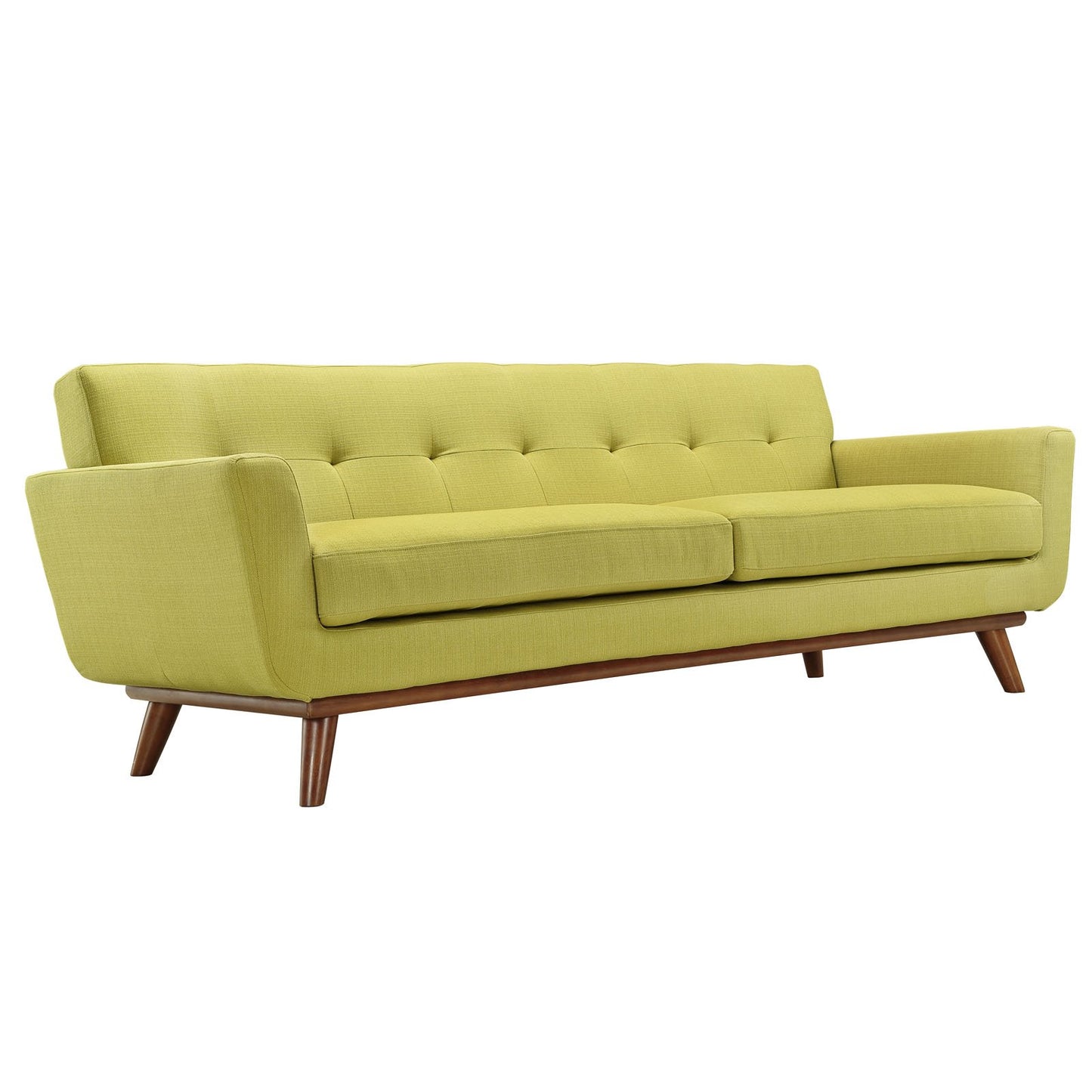 Modway Engage Mid-Century Modern Upholstered Fabric Sofa in Wheatgrass