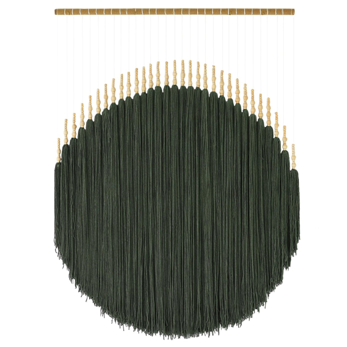IOWER Macrame Wall Hanging Brown Yarn Beaded Backdrop Boho Wall Decor Round Tassel Home Wall Aesthetic Living Rooms Bedrooms Offices Geometric Art Chic Home Decor 39" W x 55" L